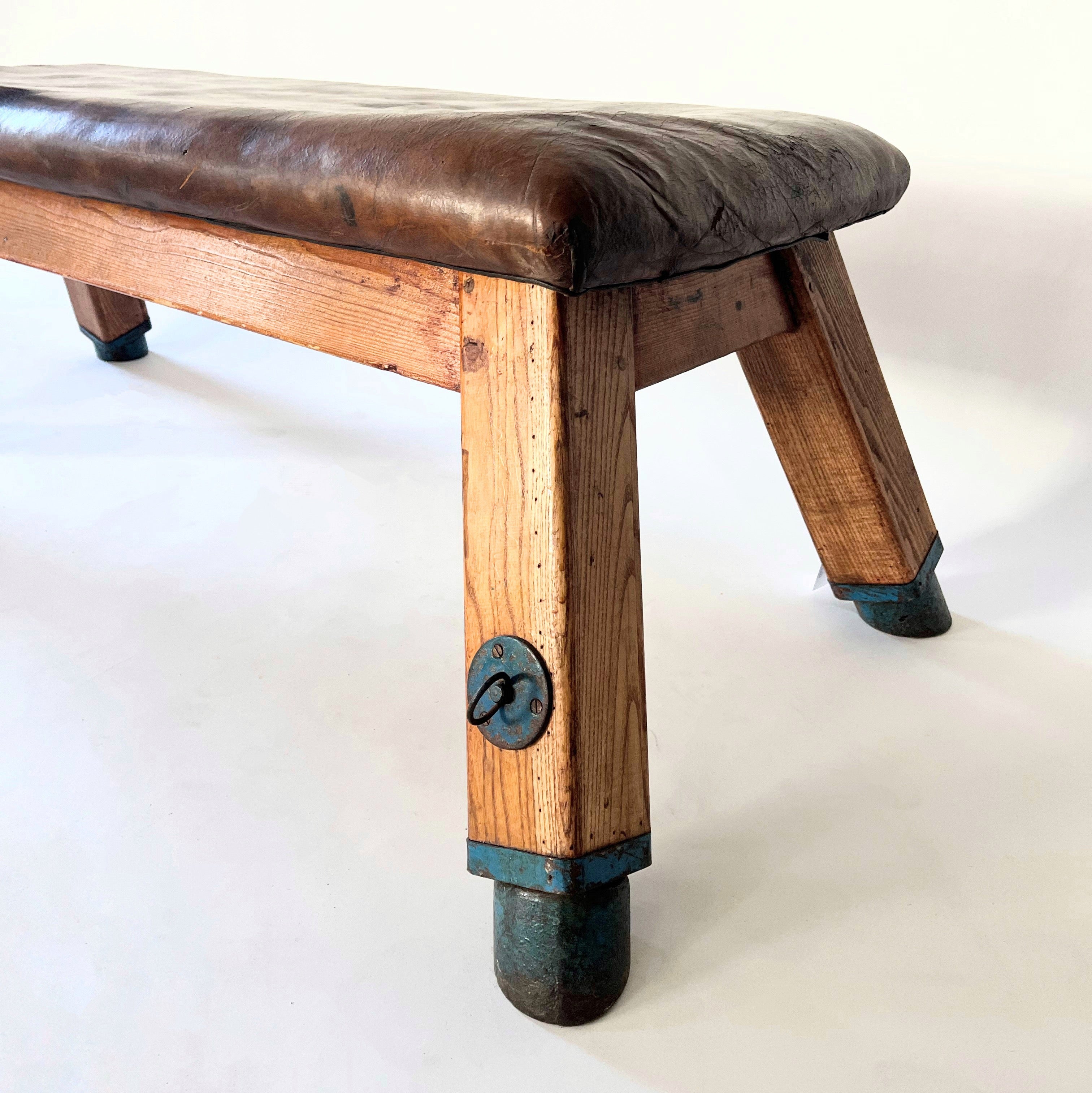 Vintage Leather 1930s Gym Bench