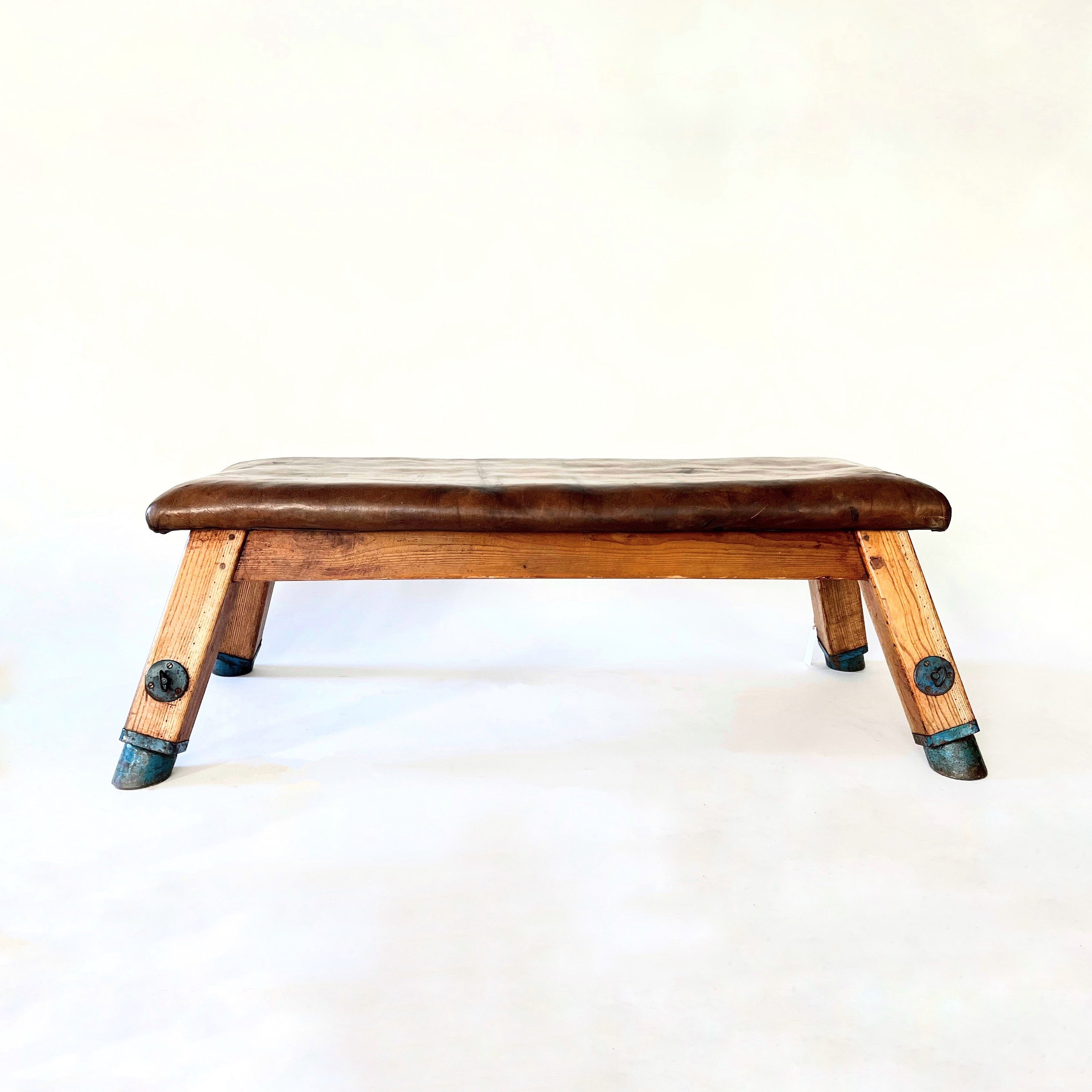 Vintage Leather 1930s Gym Bench