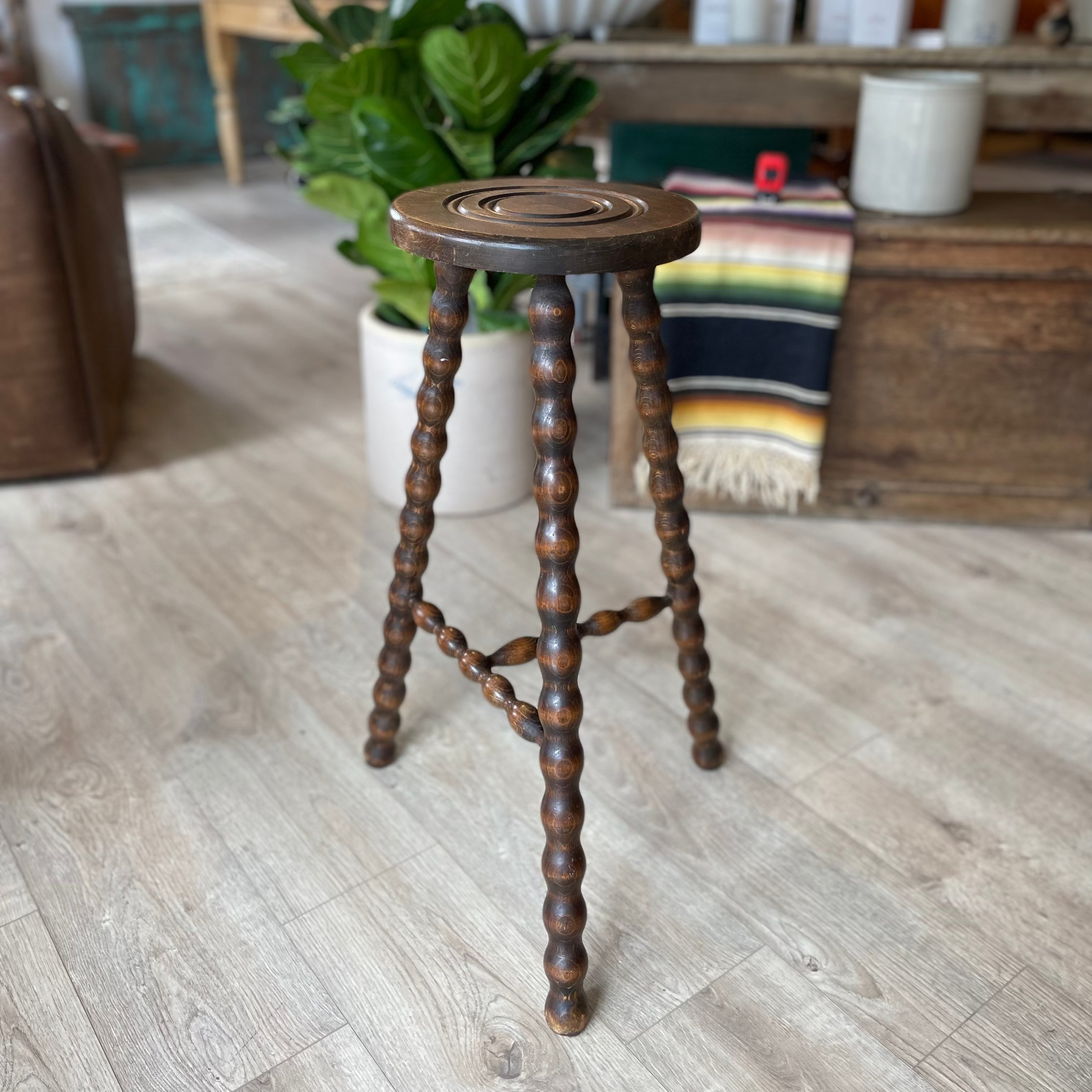 Vintage French Bobbin-Leg Stool