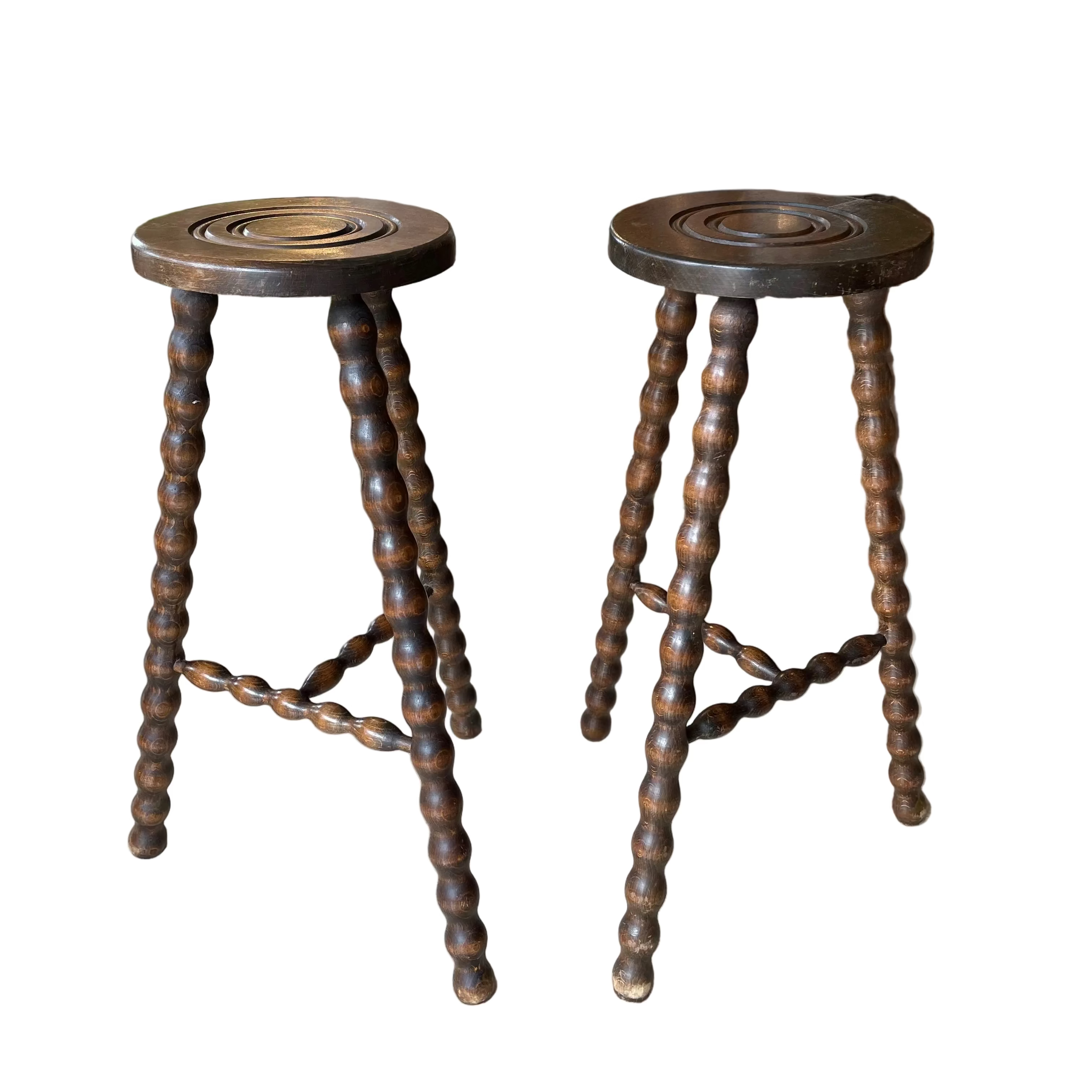 Vintage French Bobbin-Leg Stool