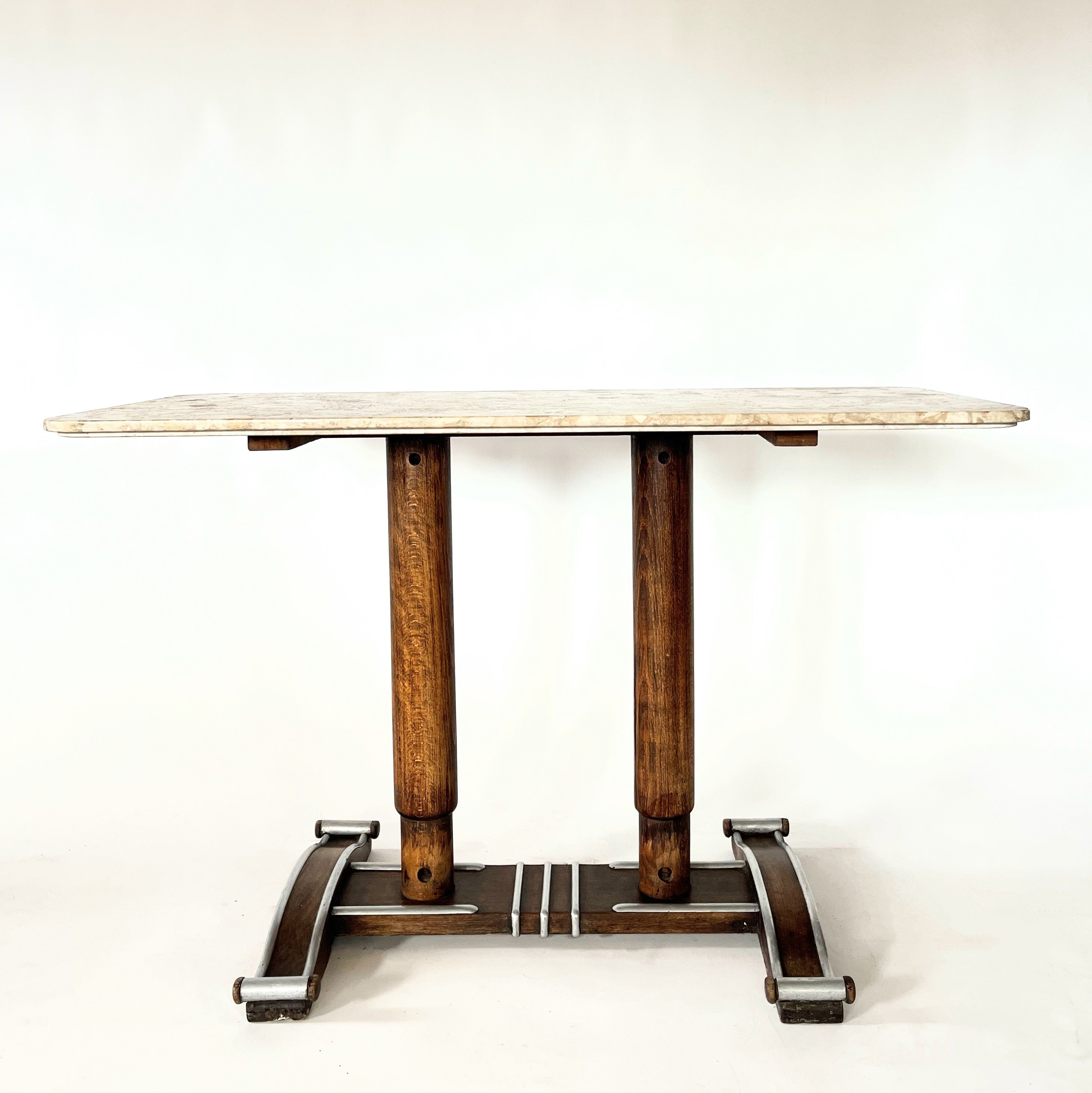 French Midcentury Marble Bistro Table