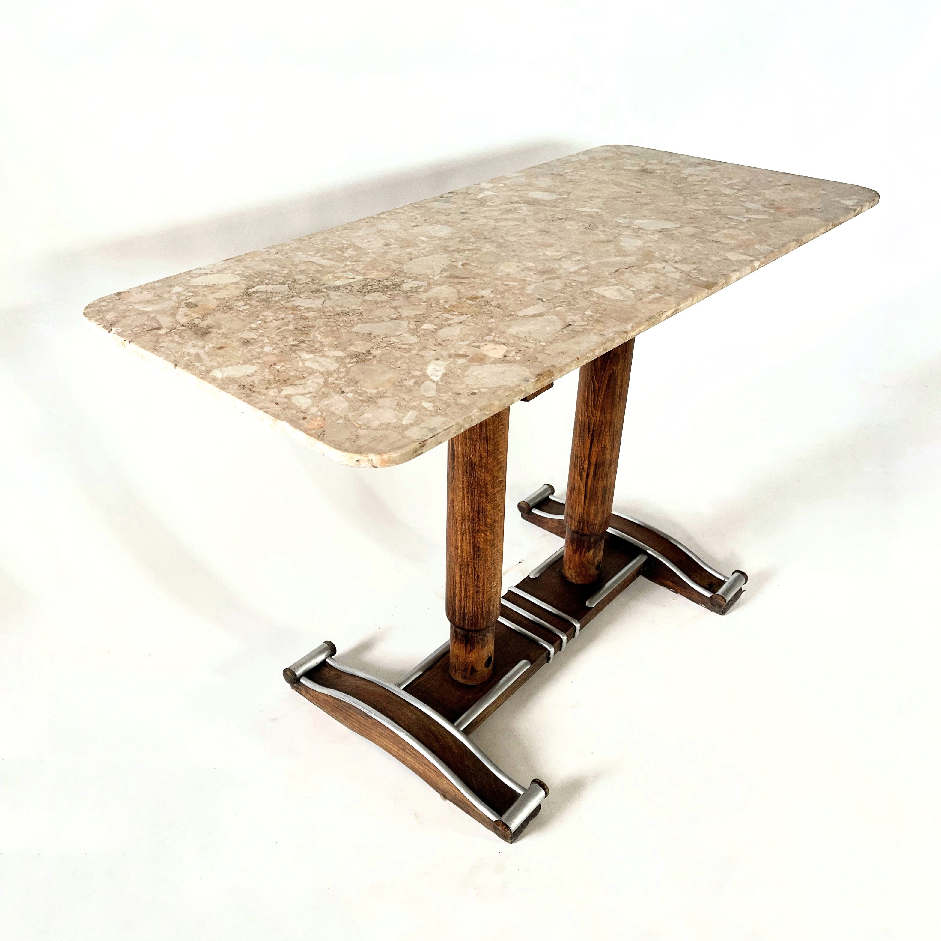 French Midcentury Marble Bistro Table