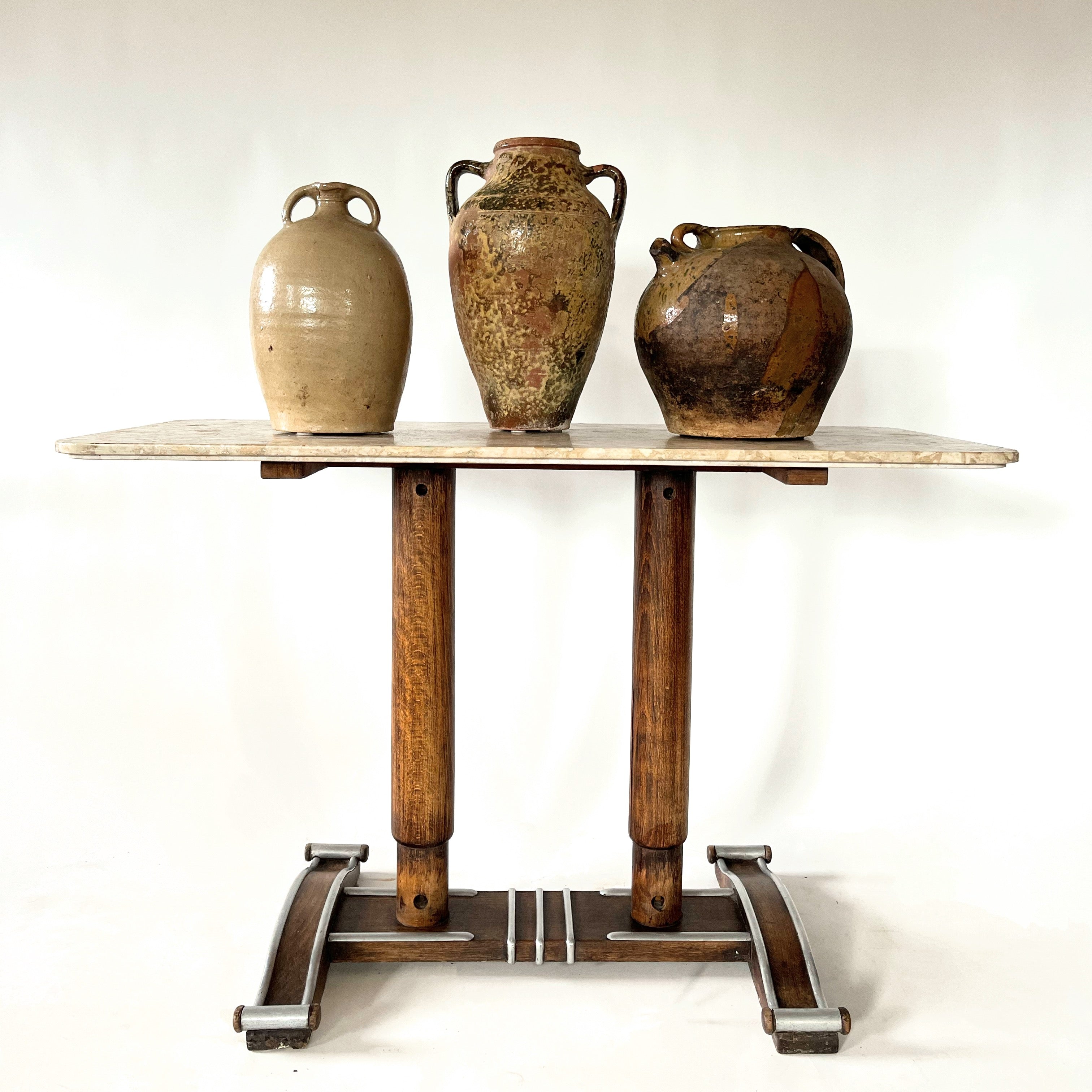 French Midcentury Marble Bistro Table