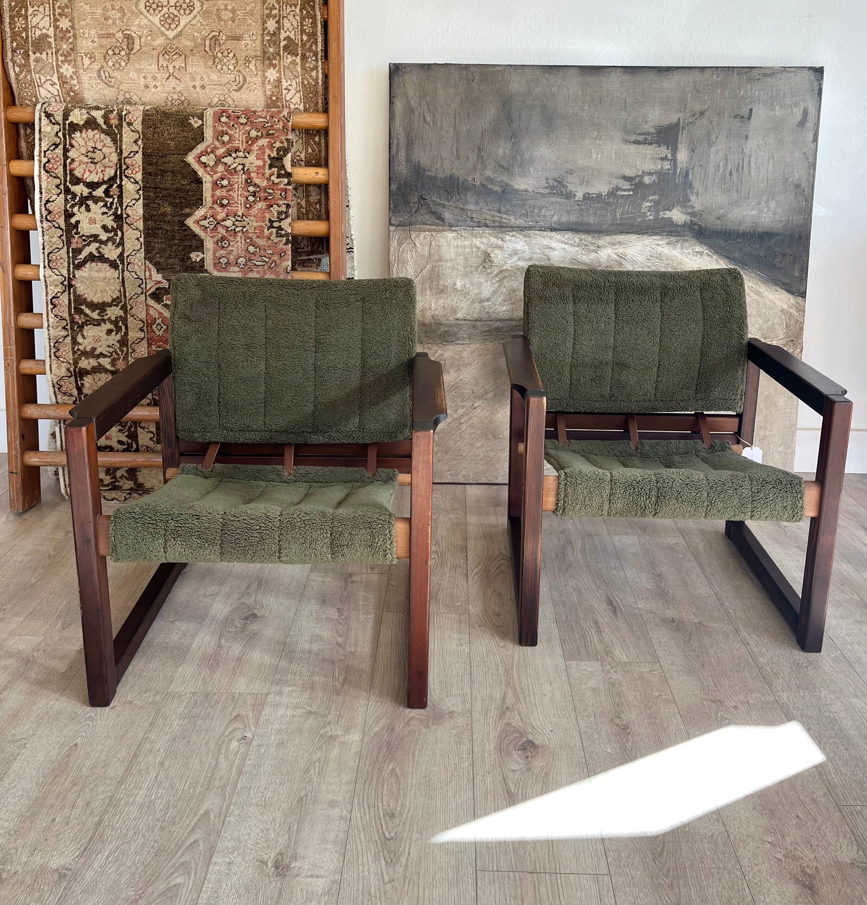 S/2 1970's Karin Mobring for Ikea Safari Chairs Newly Reupholstered