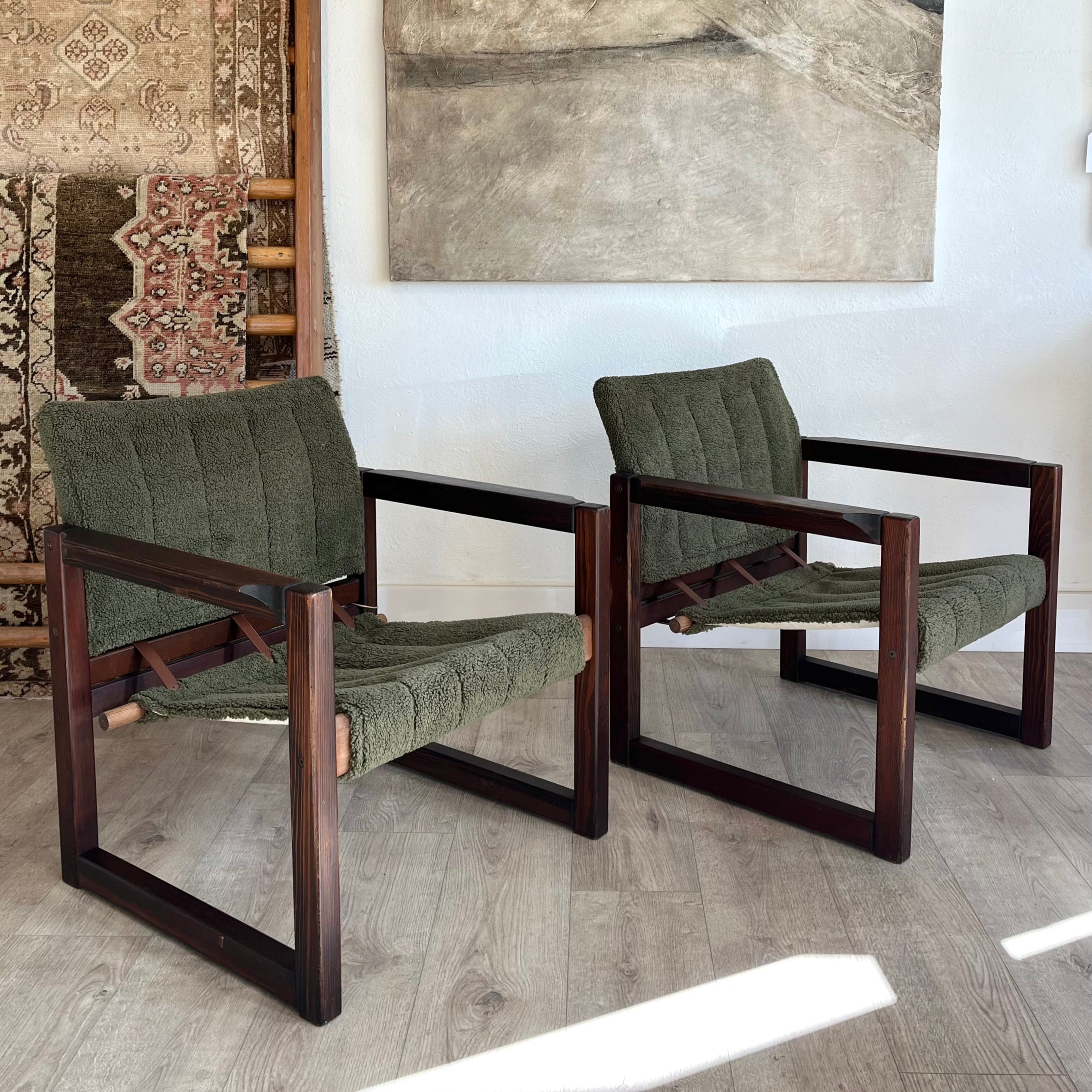 S/2 1970's Karin Mobring for Ikea Safari Chairs Newly Reupholstered