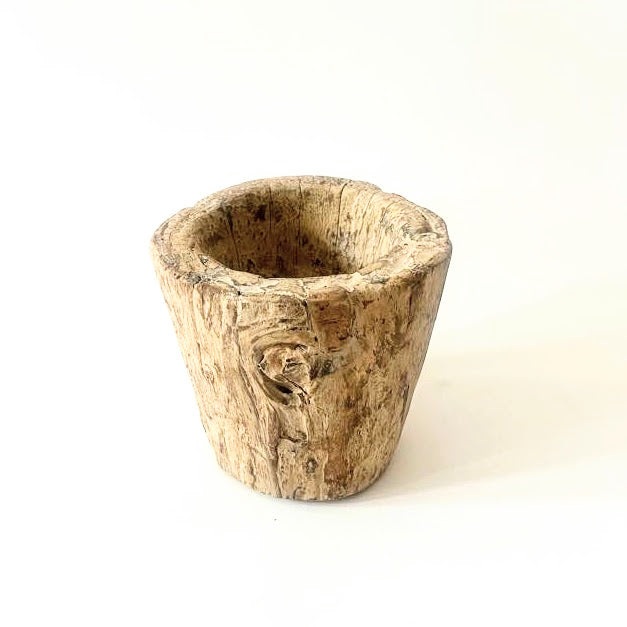 Vintage Wooden Mortar Bowl, Medium
