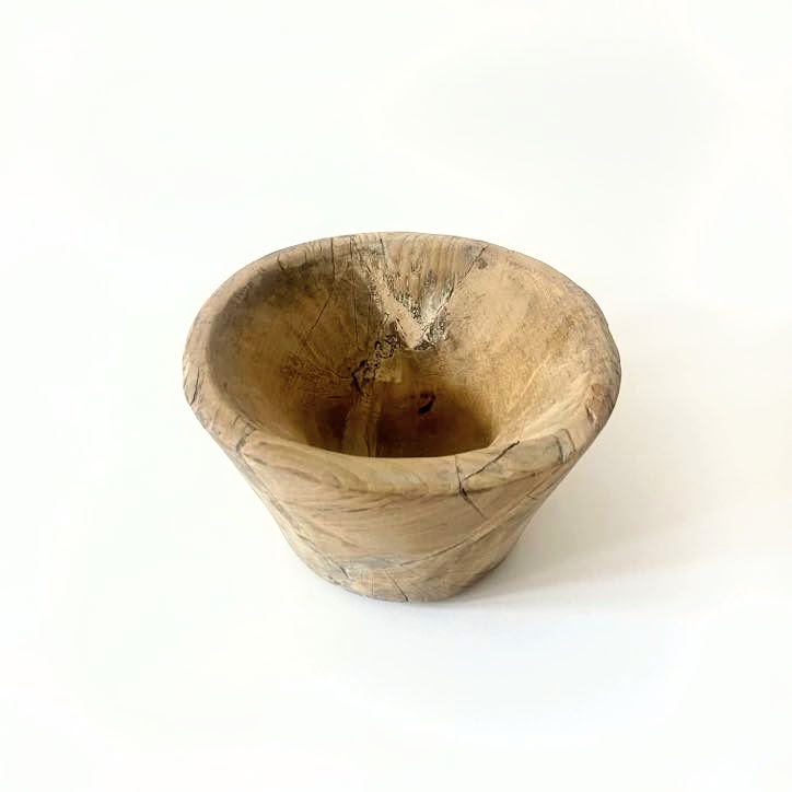 Vintage Wooden Mortar Bowl, Medium
