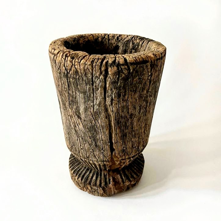 Vintage Wooden Mortar Bowl, Large