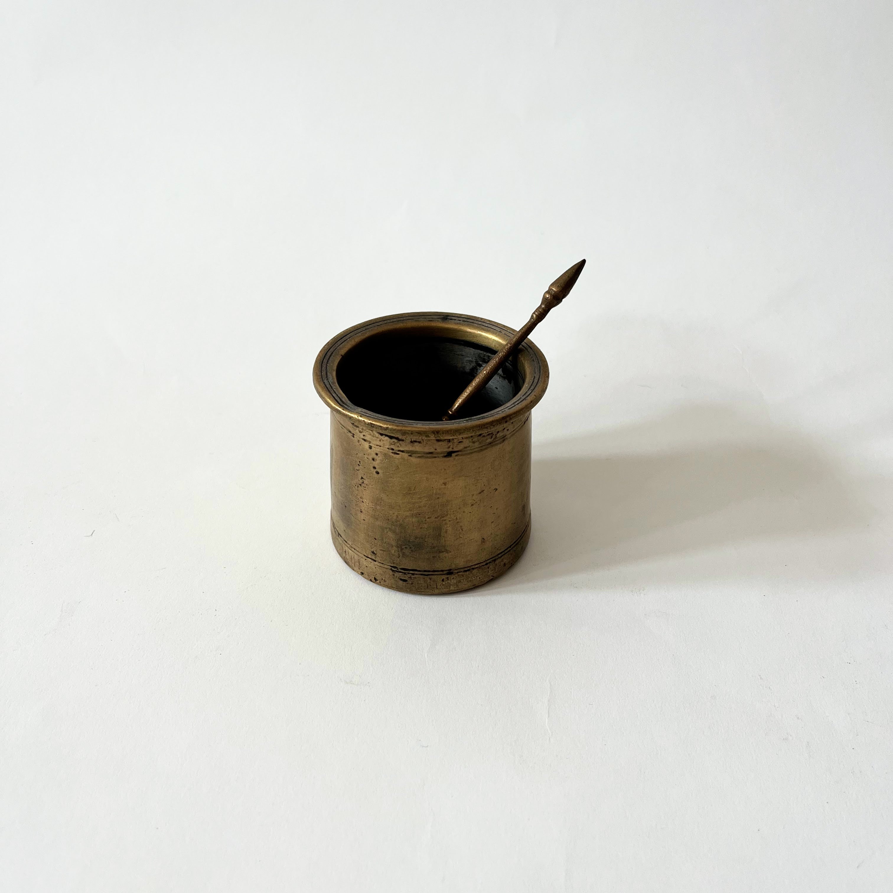 Vintage Brass Lota Cup and Spoon