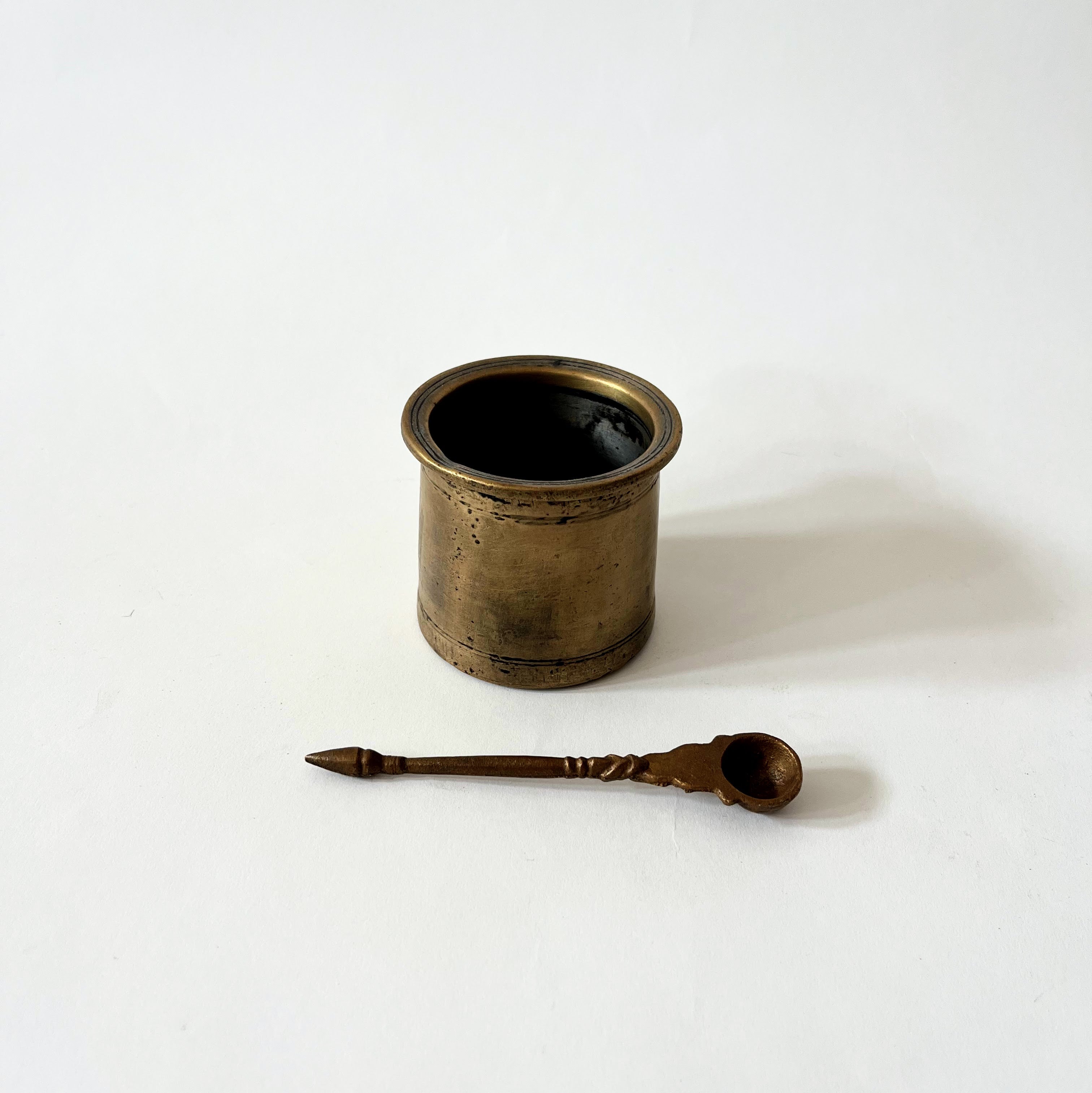 Vintage Brass Lota Cup and Spoon
