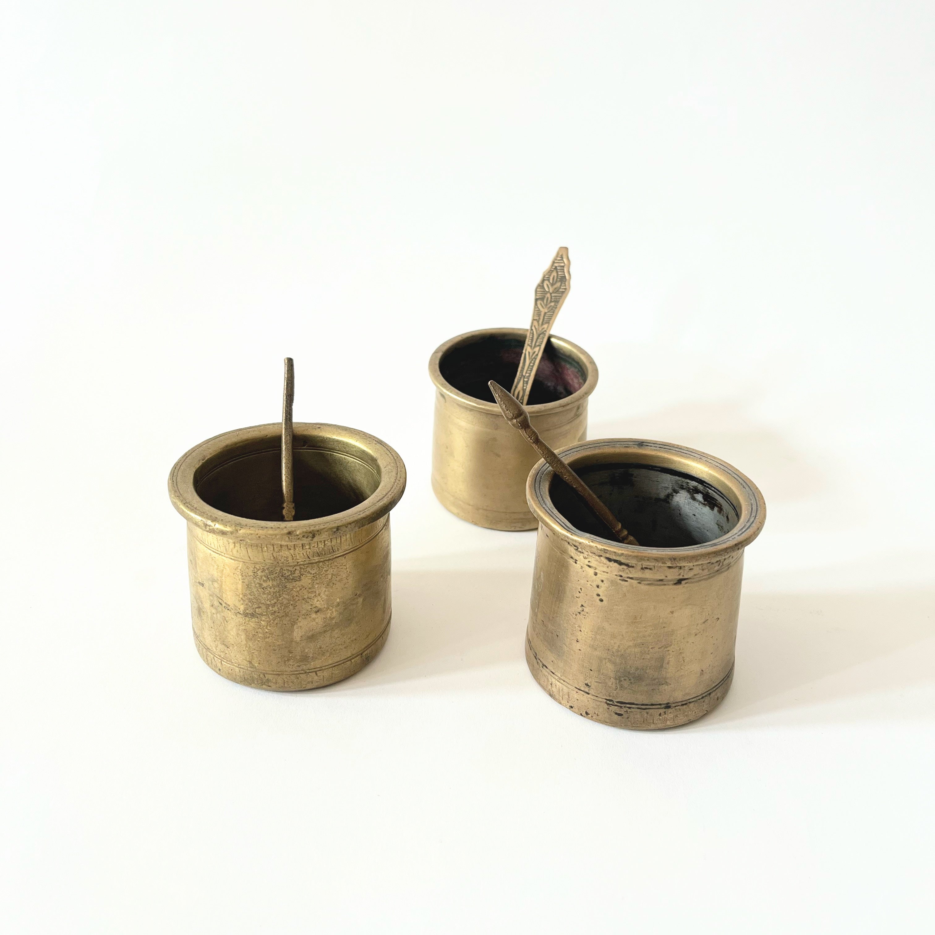 Vintage Brass Lota Cup and Spoon