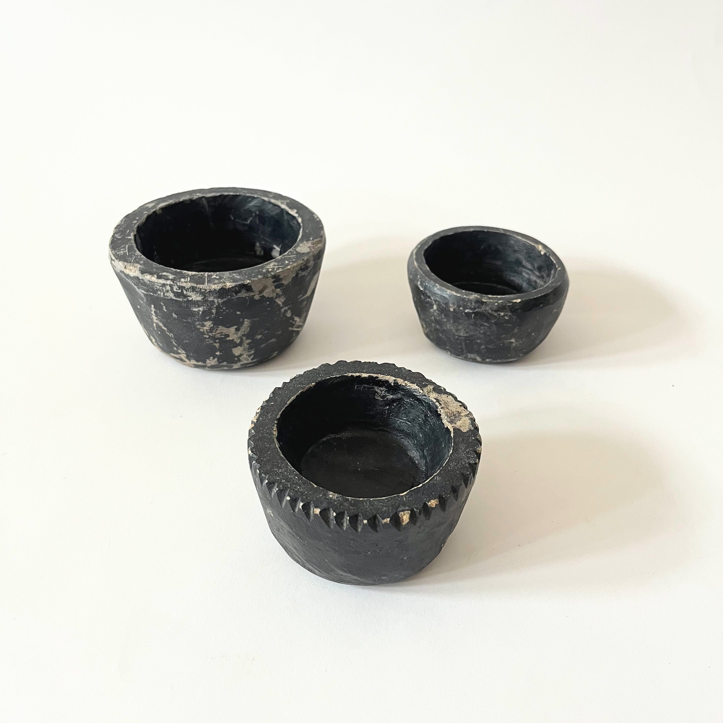 Vintage Black Stone Bowls, Small