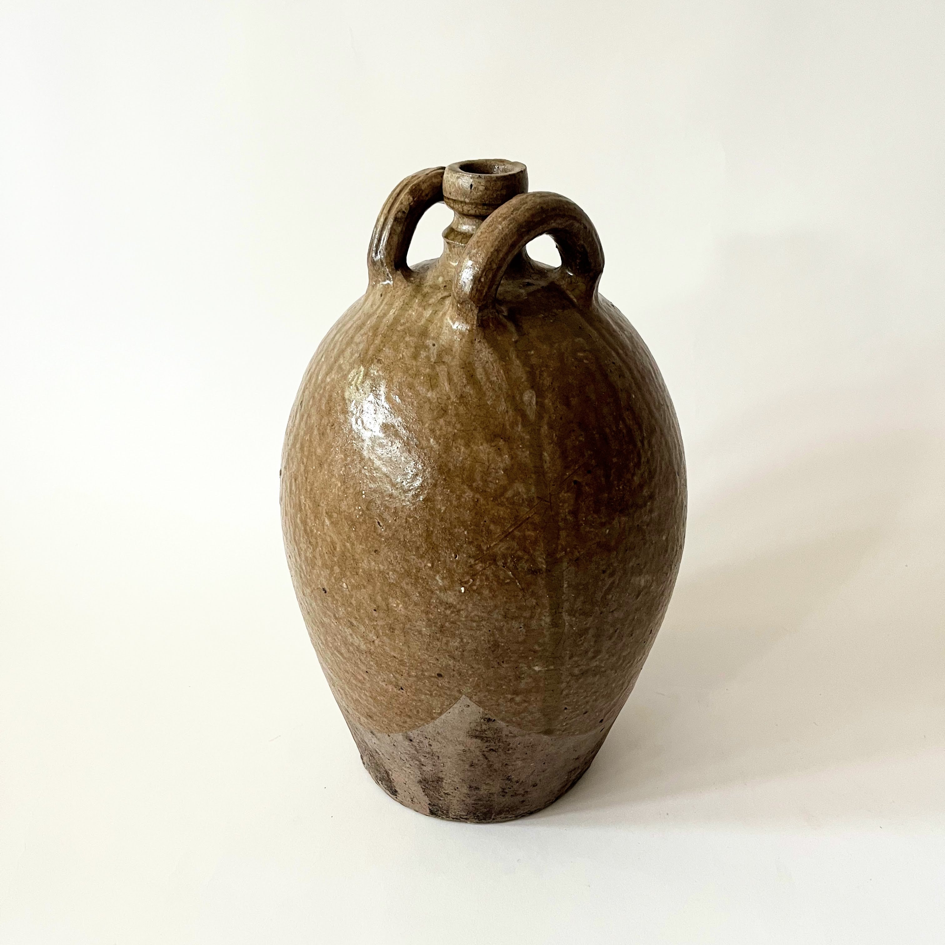 Lrg Antique French Spouted Oil Vessel