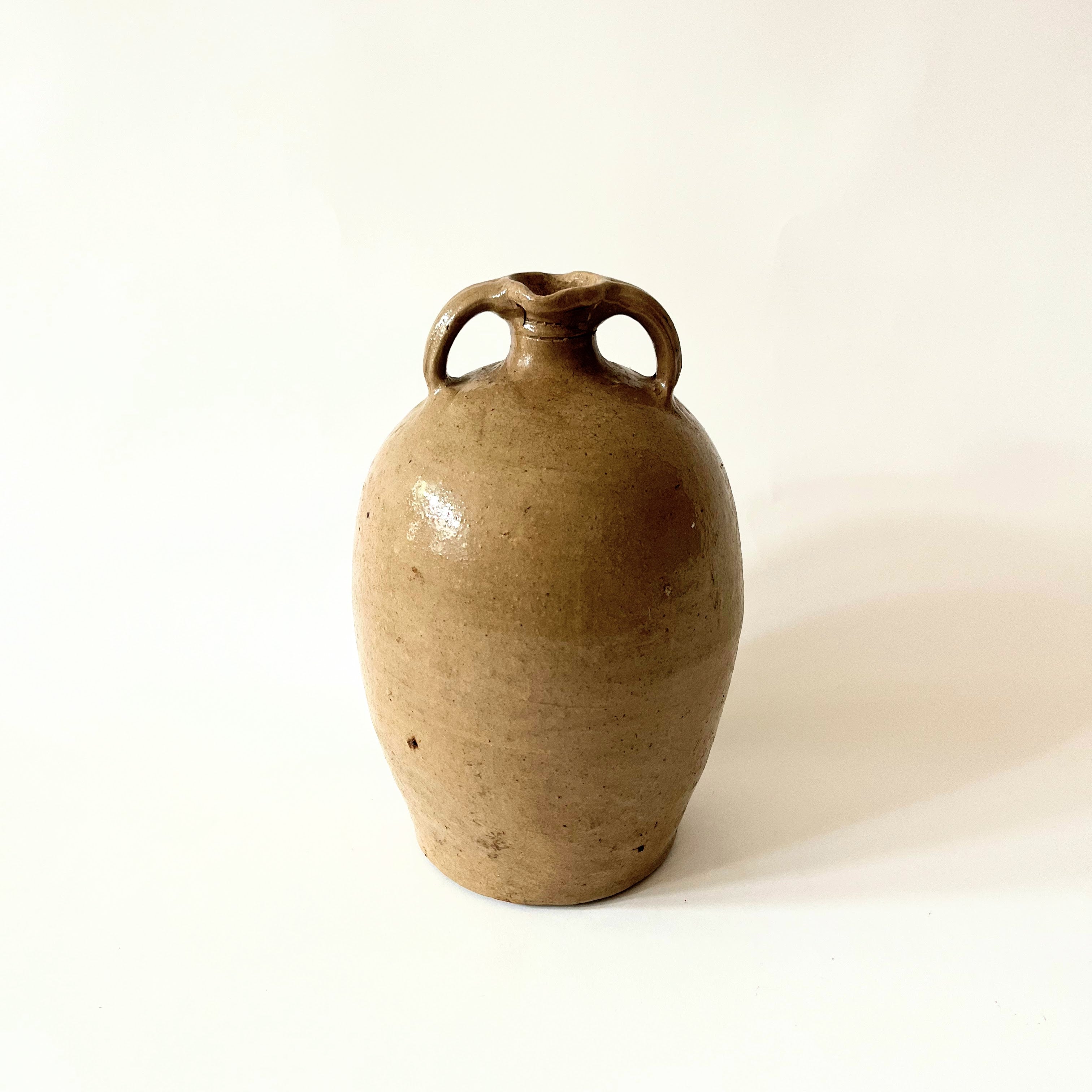Lrg Antique French Spouted Oil Vessel