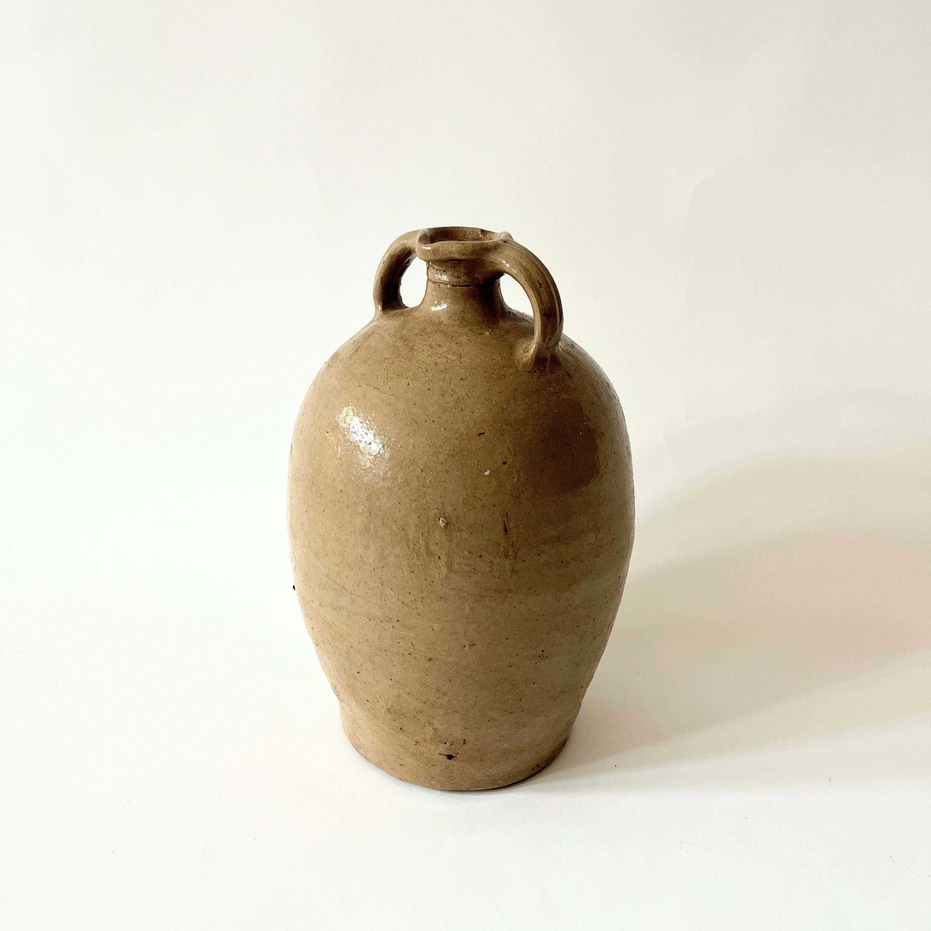 Lrg Antique French Spouted Oil Vessel