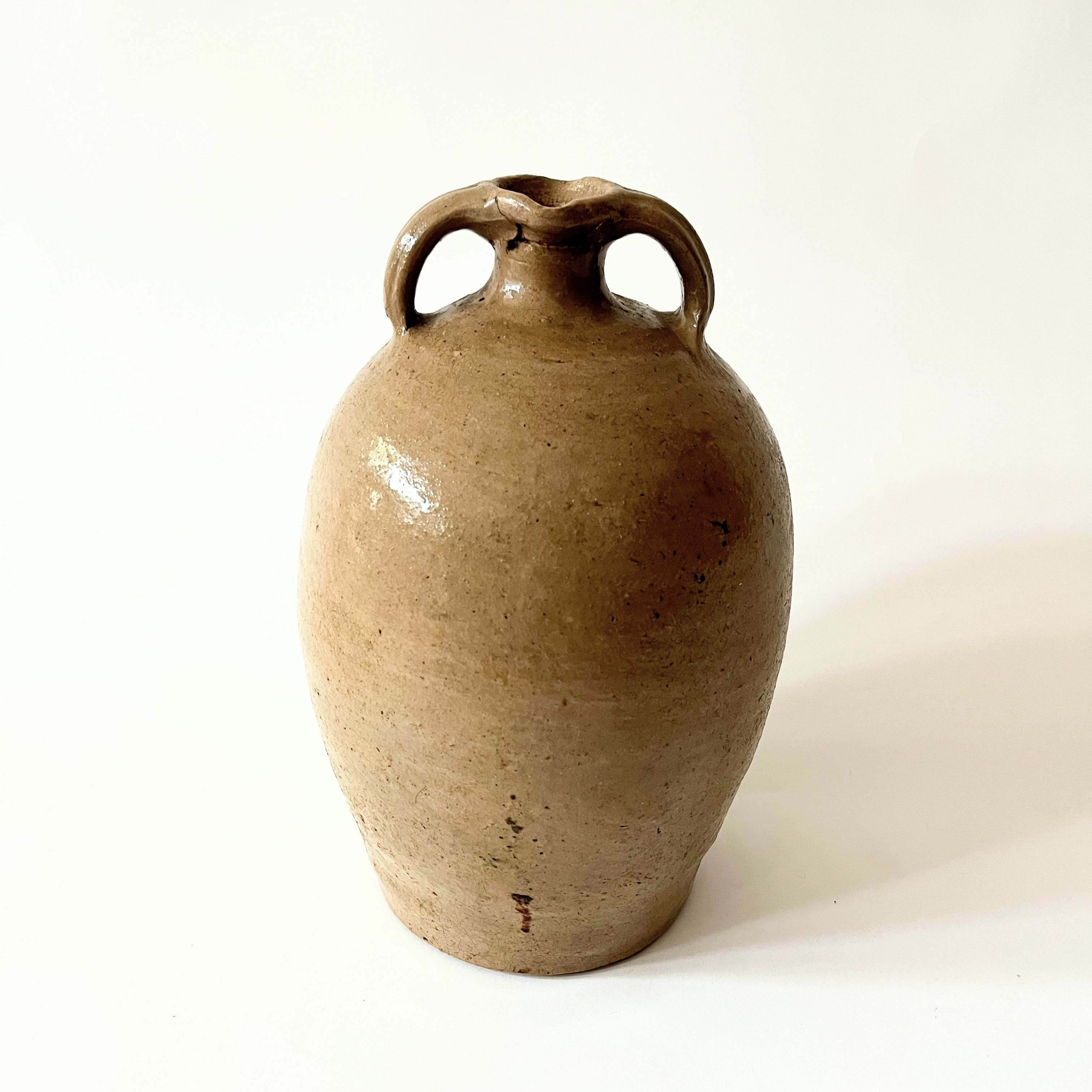 Lrg Antique French Spouted Oil Vessel