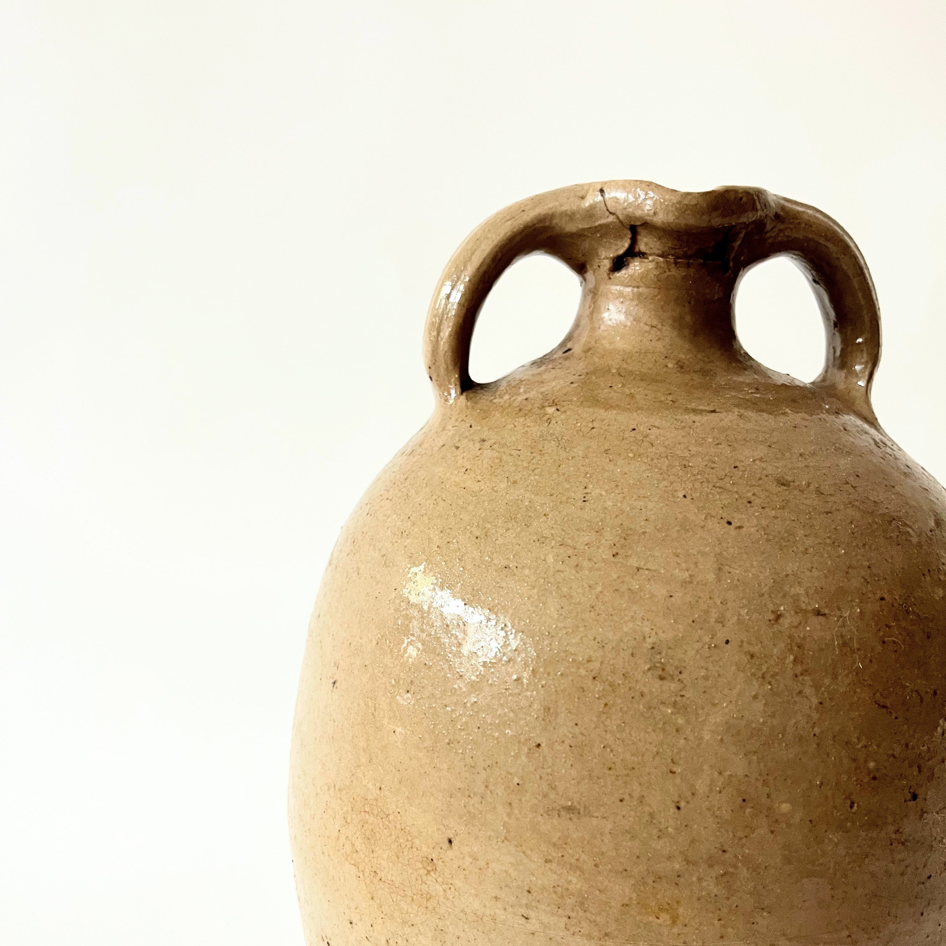 Lrg Antique French Spouted Oil Vessel