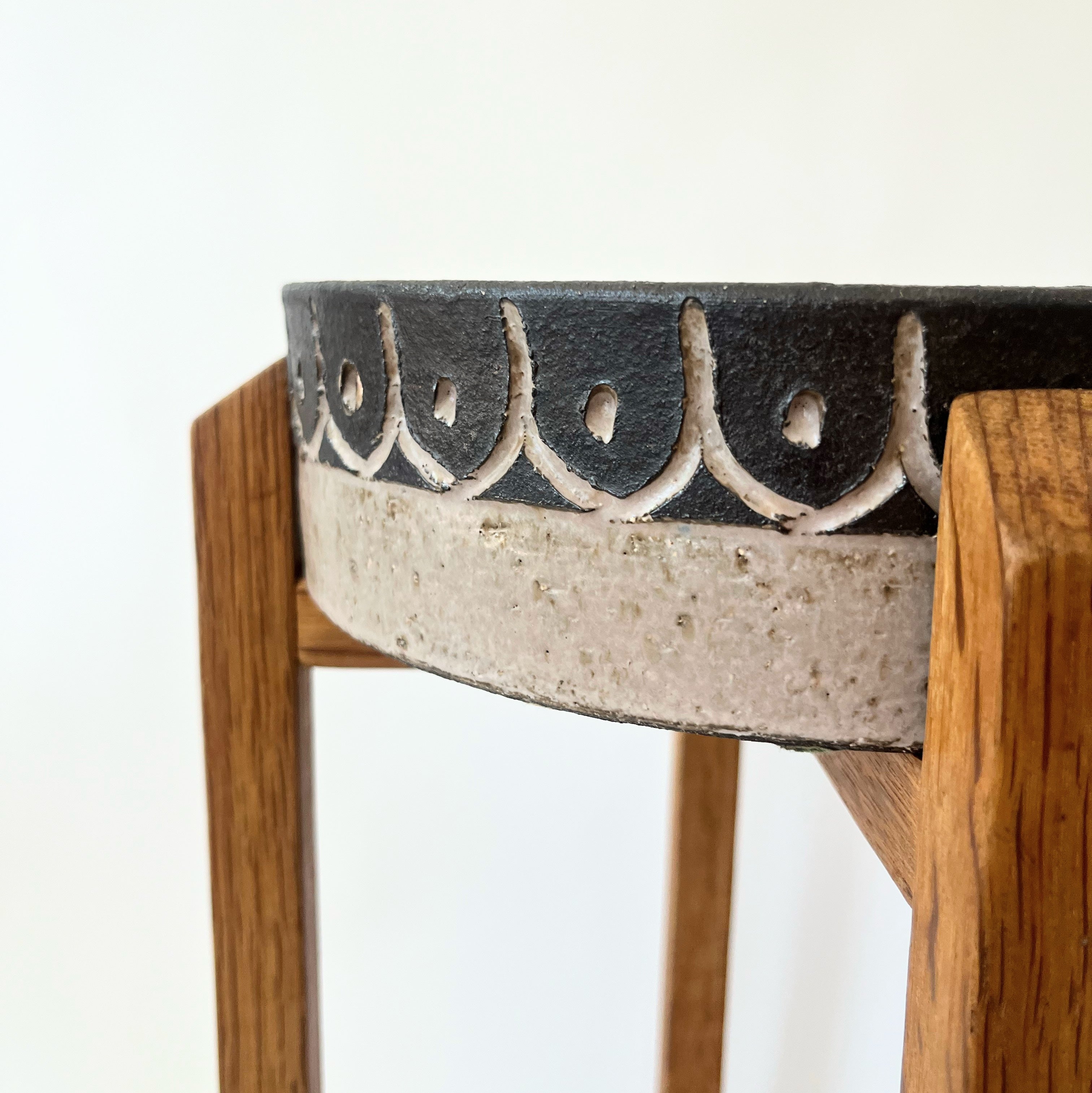 1960's Danish Side Table With Ceramic Bowl. #1