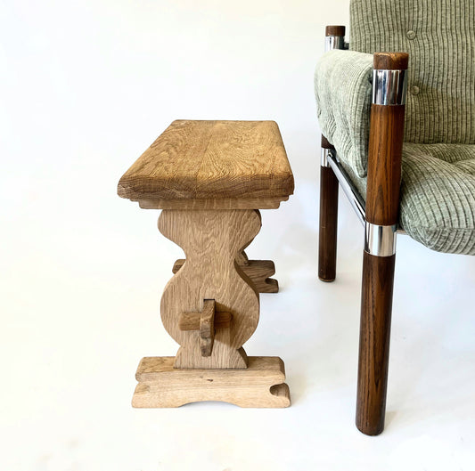 Vintage European Small Oak Bench