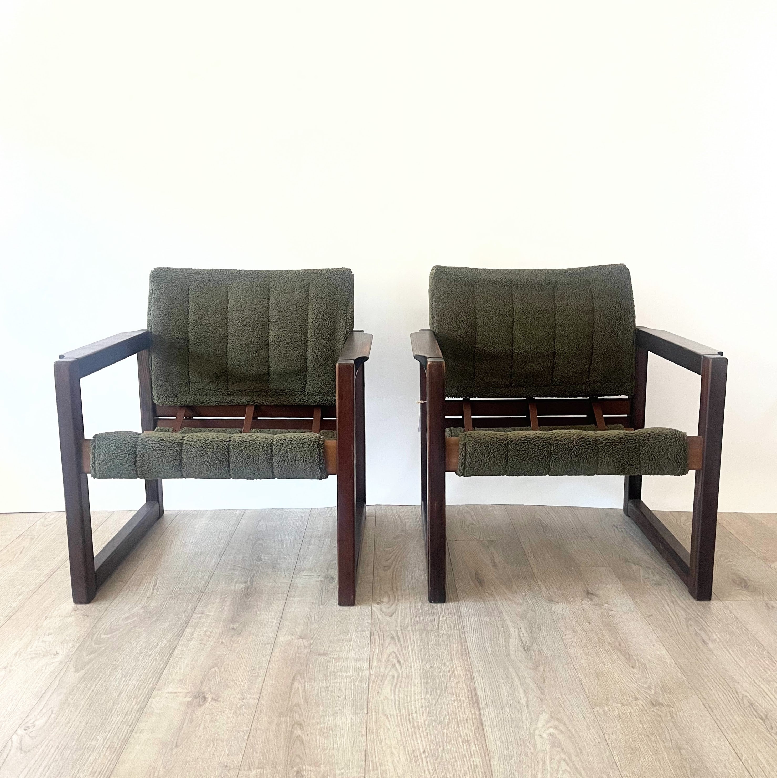S/2 1970's Karin Mobring for Ikea Safari Chairs Newly Reupholstered