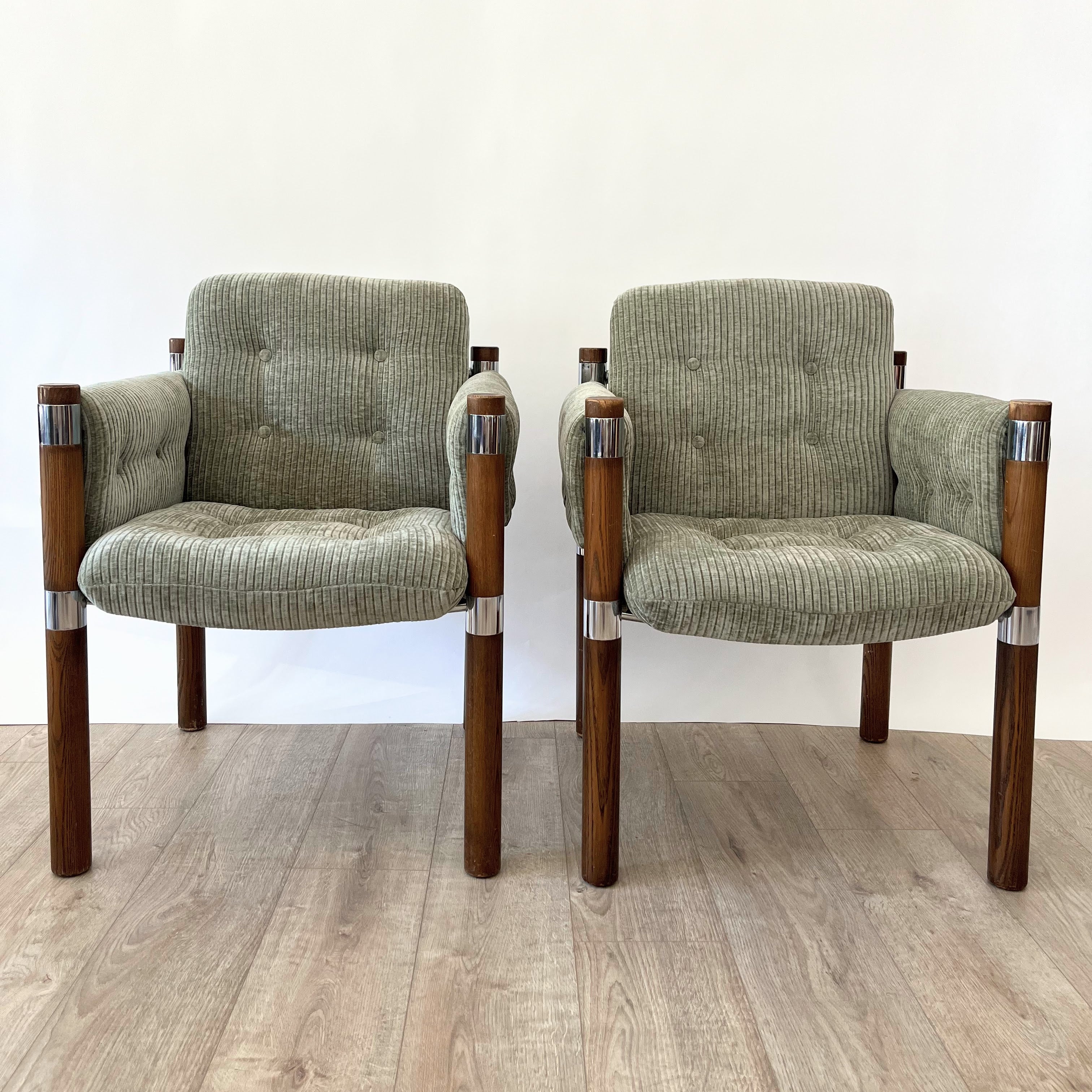 S/2 Vintage MCM Reupholstered Chromcraft Chairs