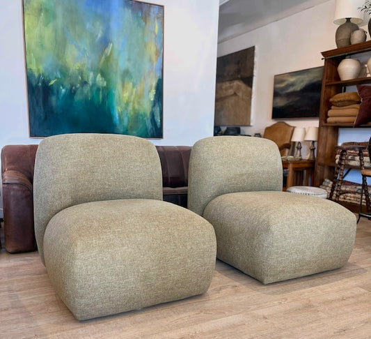 S/2 Cisco Upholstered Swivel Chairs Armchairs