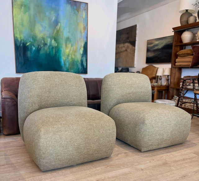 S/2 Cisco Upholstered Swivel Chairs Armchairs