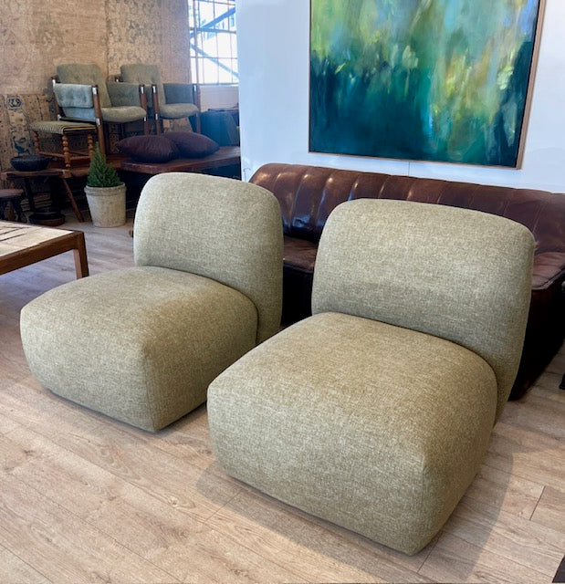 S/2 Cisco Upholstered Swivel Chairs Armchairs