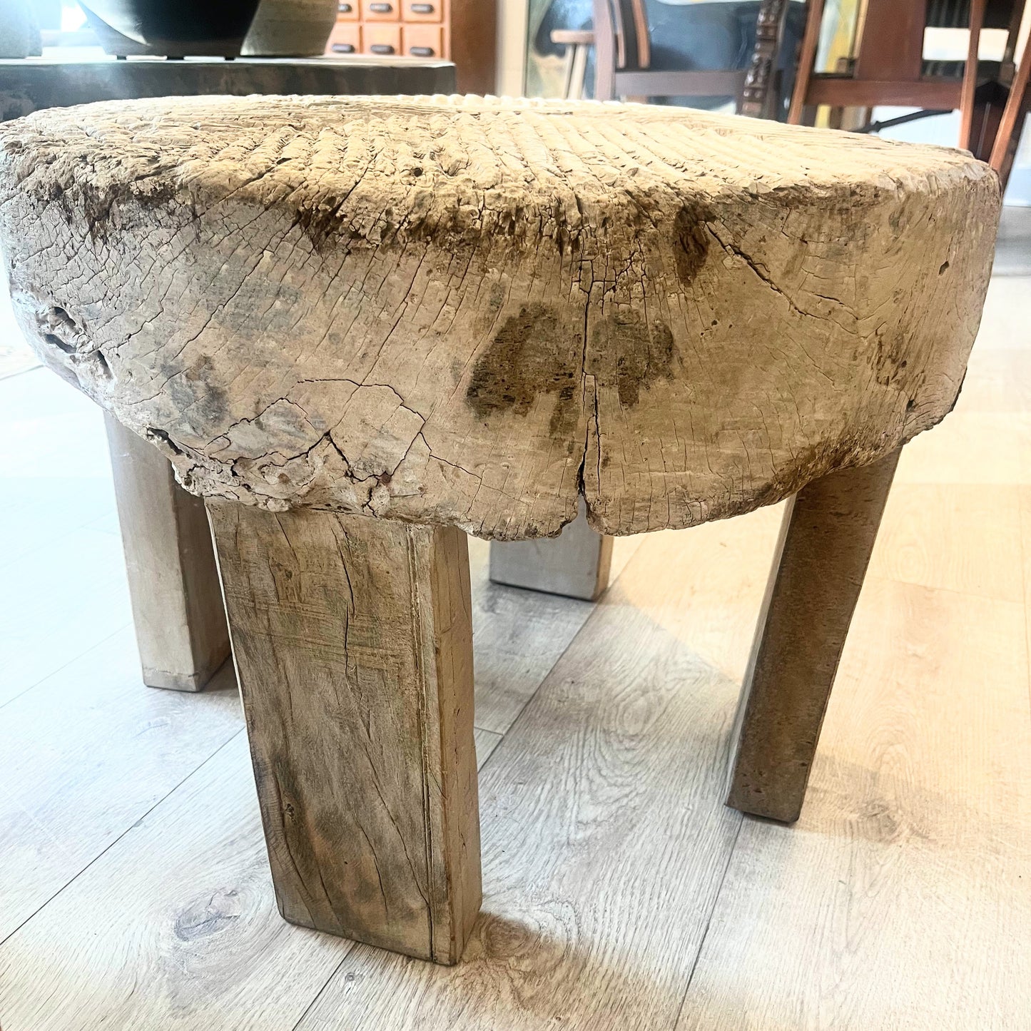 Vintage Grinder Wheel Side Table Med