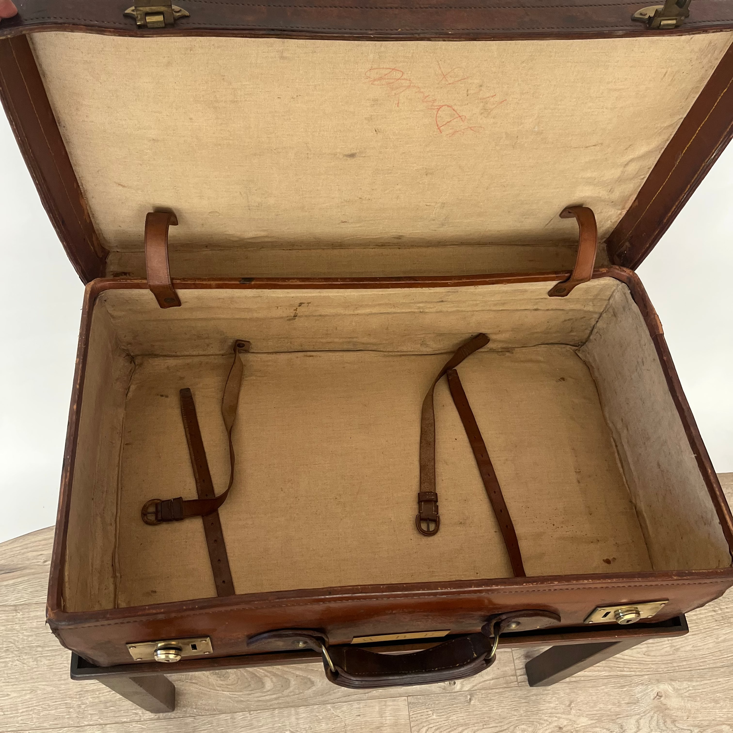 Vintage Side Table Made From Antique Leather Suitcase