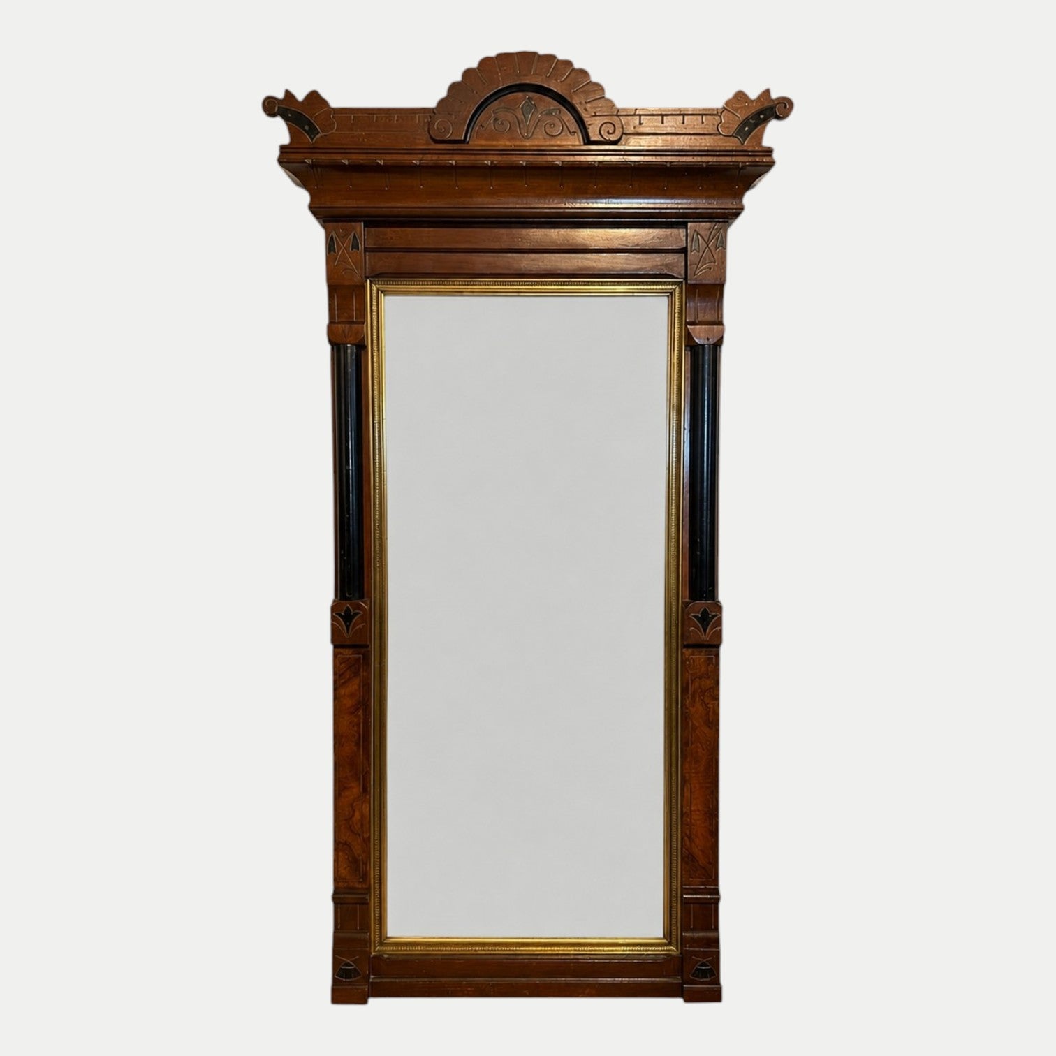 Lrg Antique Victorian Wood Mirror