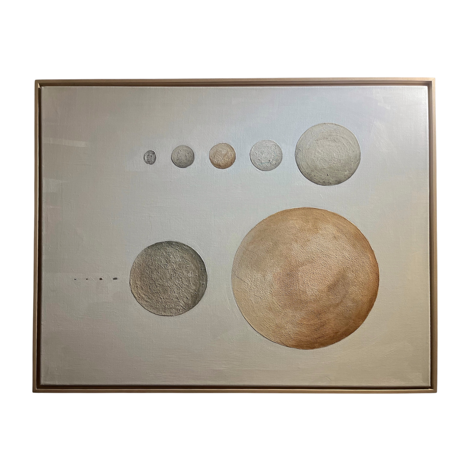"Pluto, the Moons of Pluto, and Five Ice Moons" by Stella Maria Baer