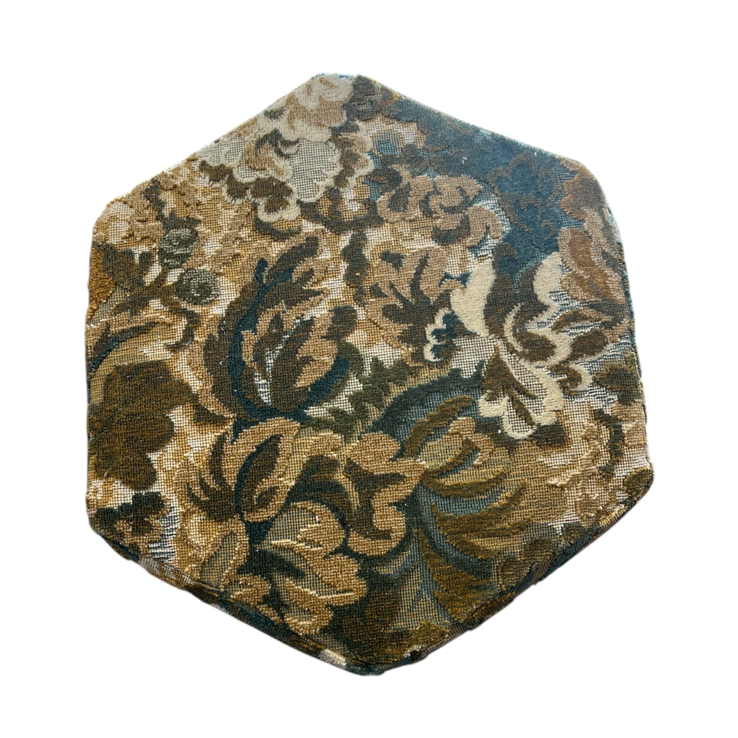 Vintage Bobbin-Leg Upholstered Stool