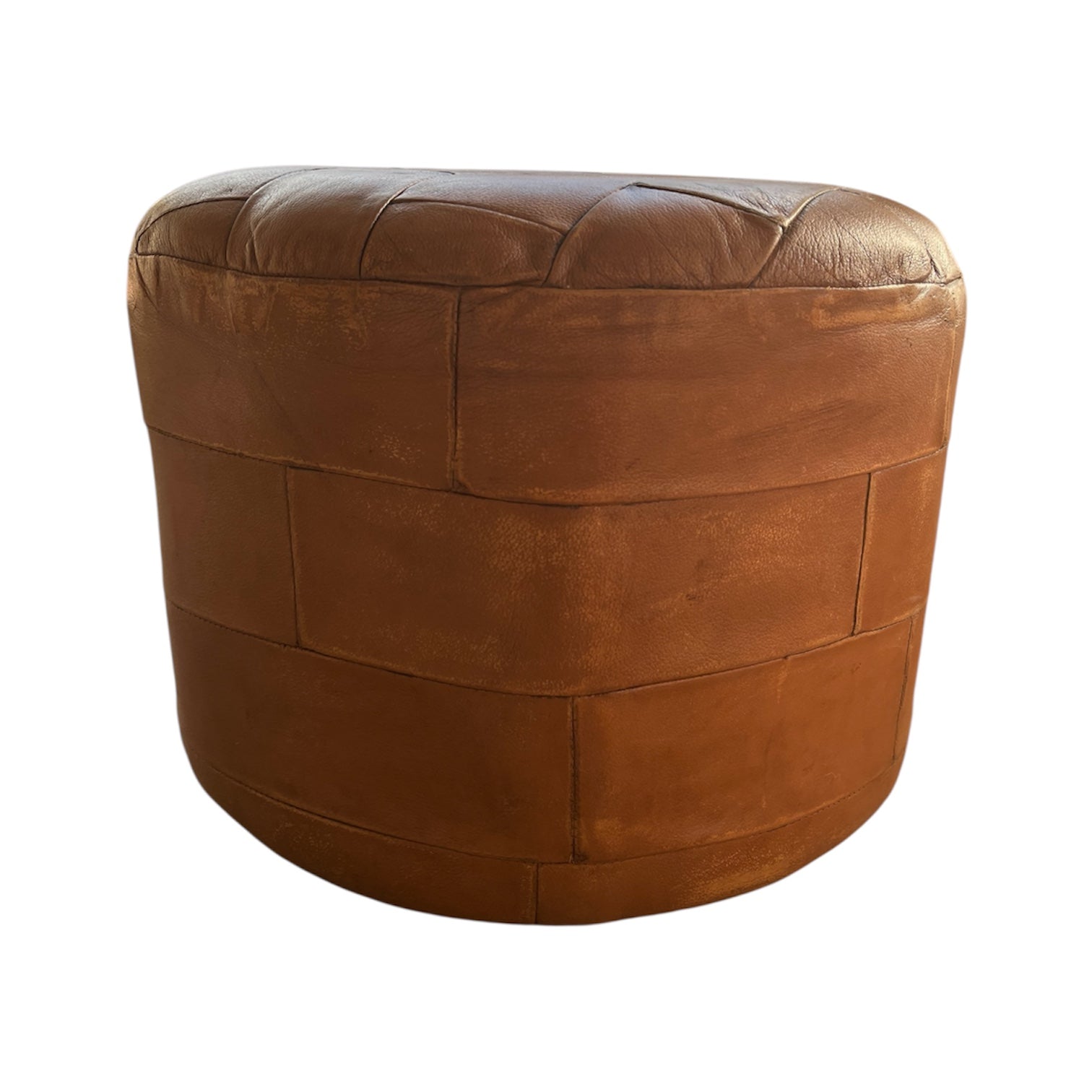 Vintage Patchwork Leather Ottoman Stool