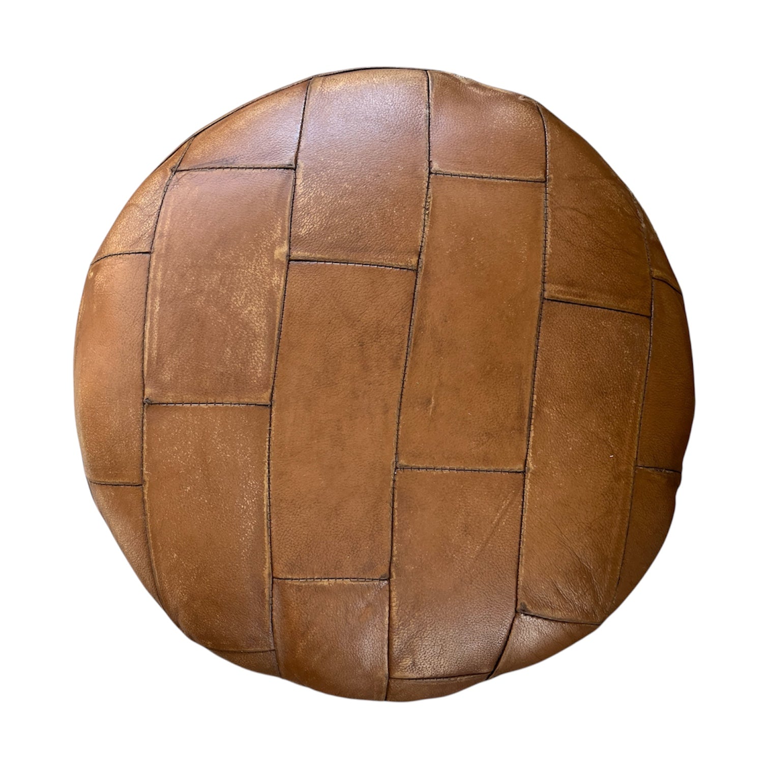 Vintage Patchwork Leather Ottoman Stool