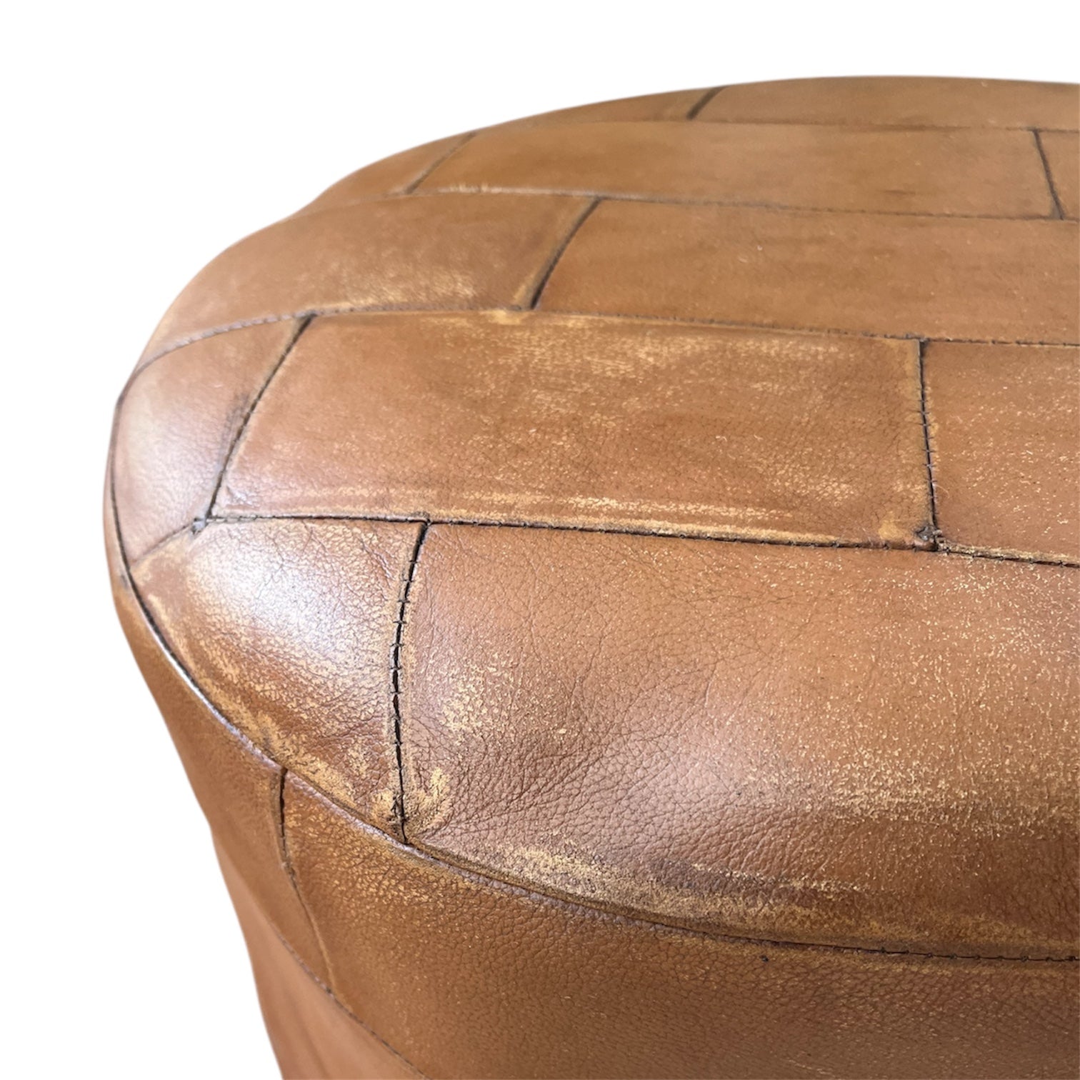 Vintage Patchwork Leather Ottoman Stool