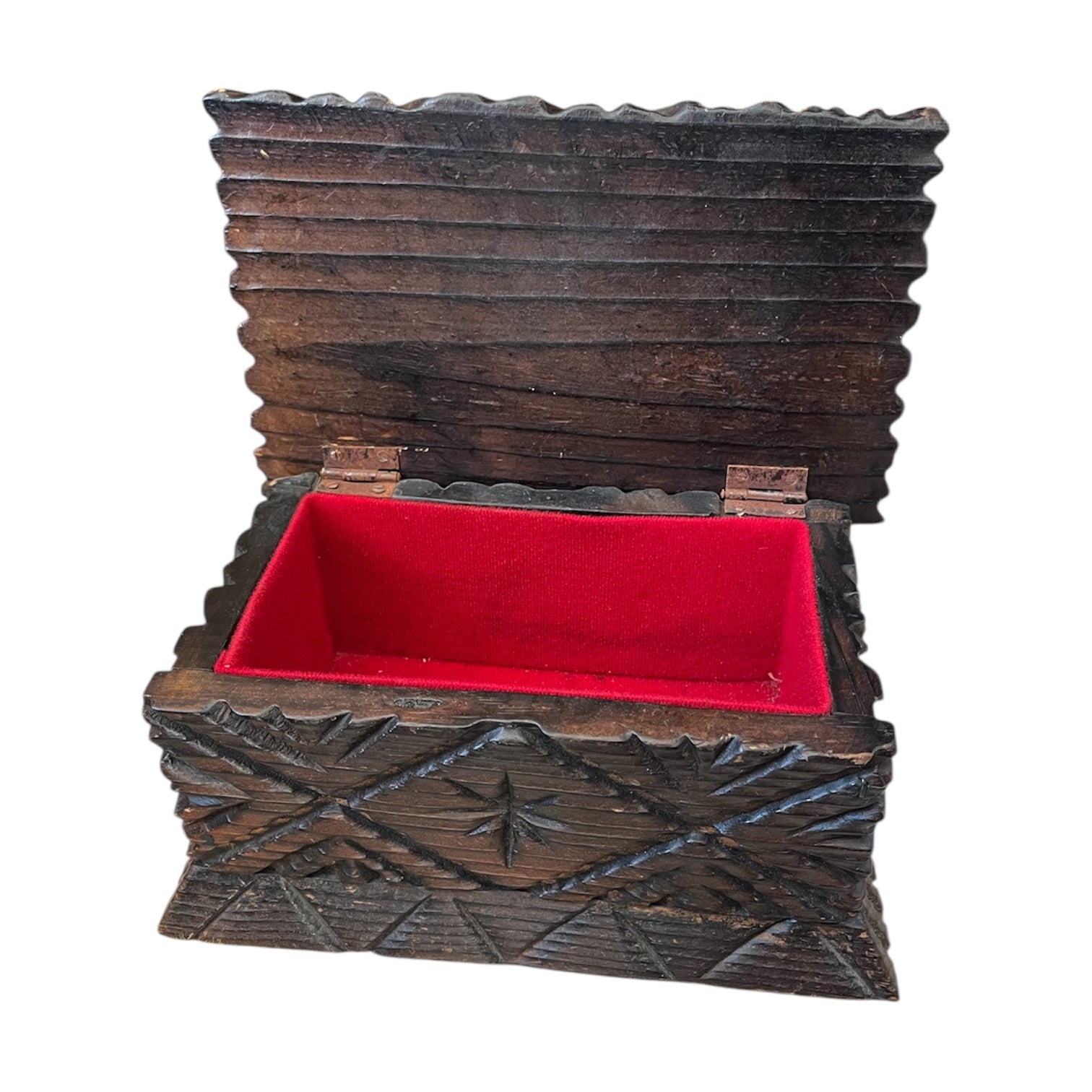 Carved Folk Art Wooden Box