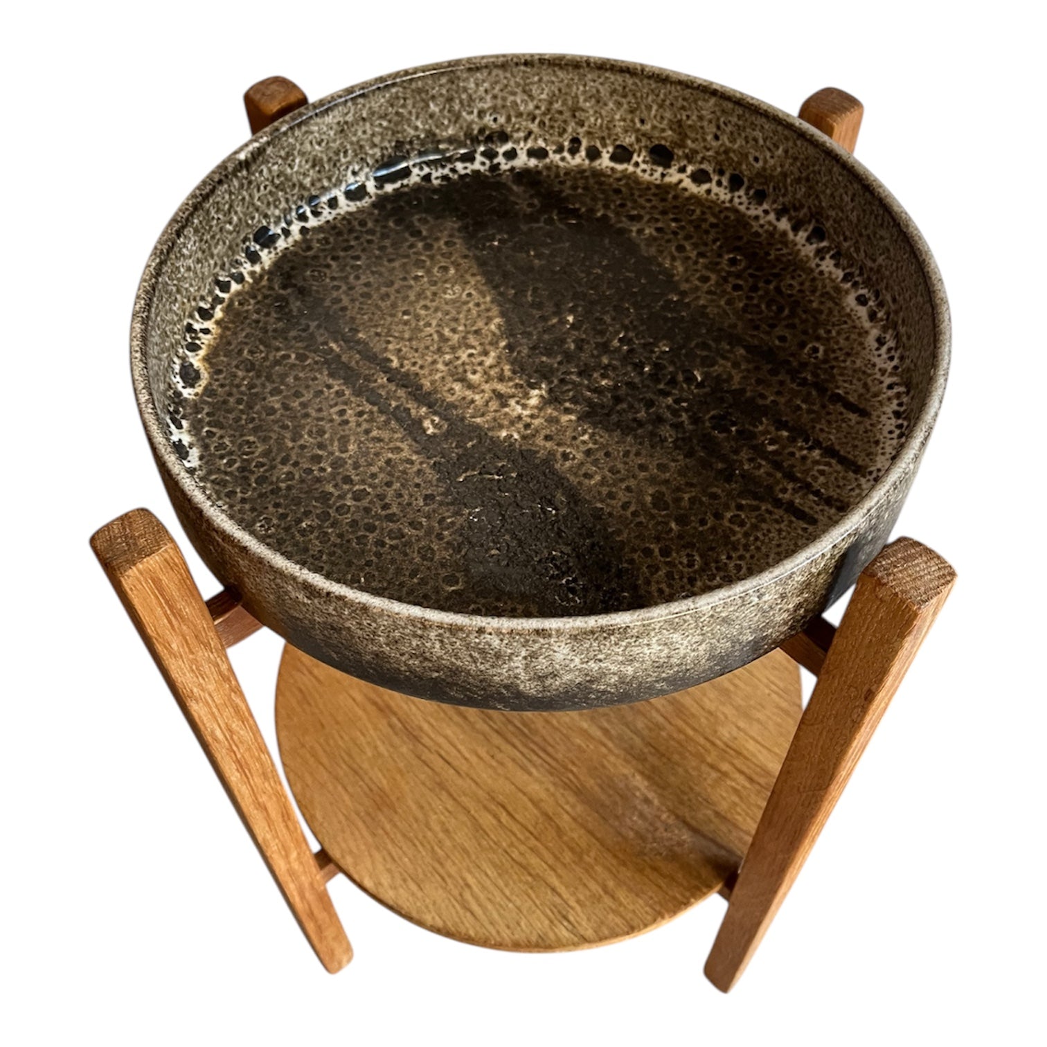 1960's Danish Side Table With Ceramic Bowl. #3