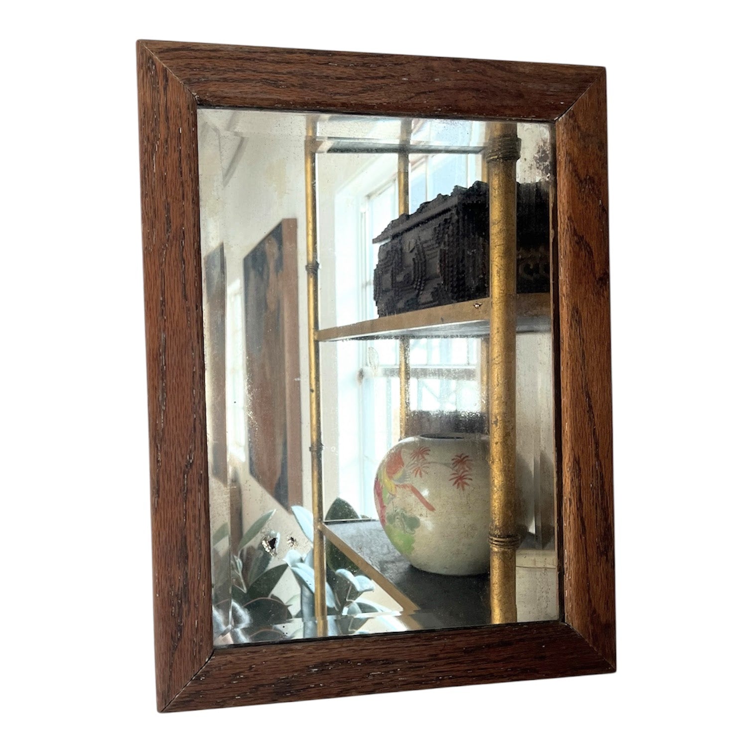 Rustic Oak Antique Glass Mirror