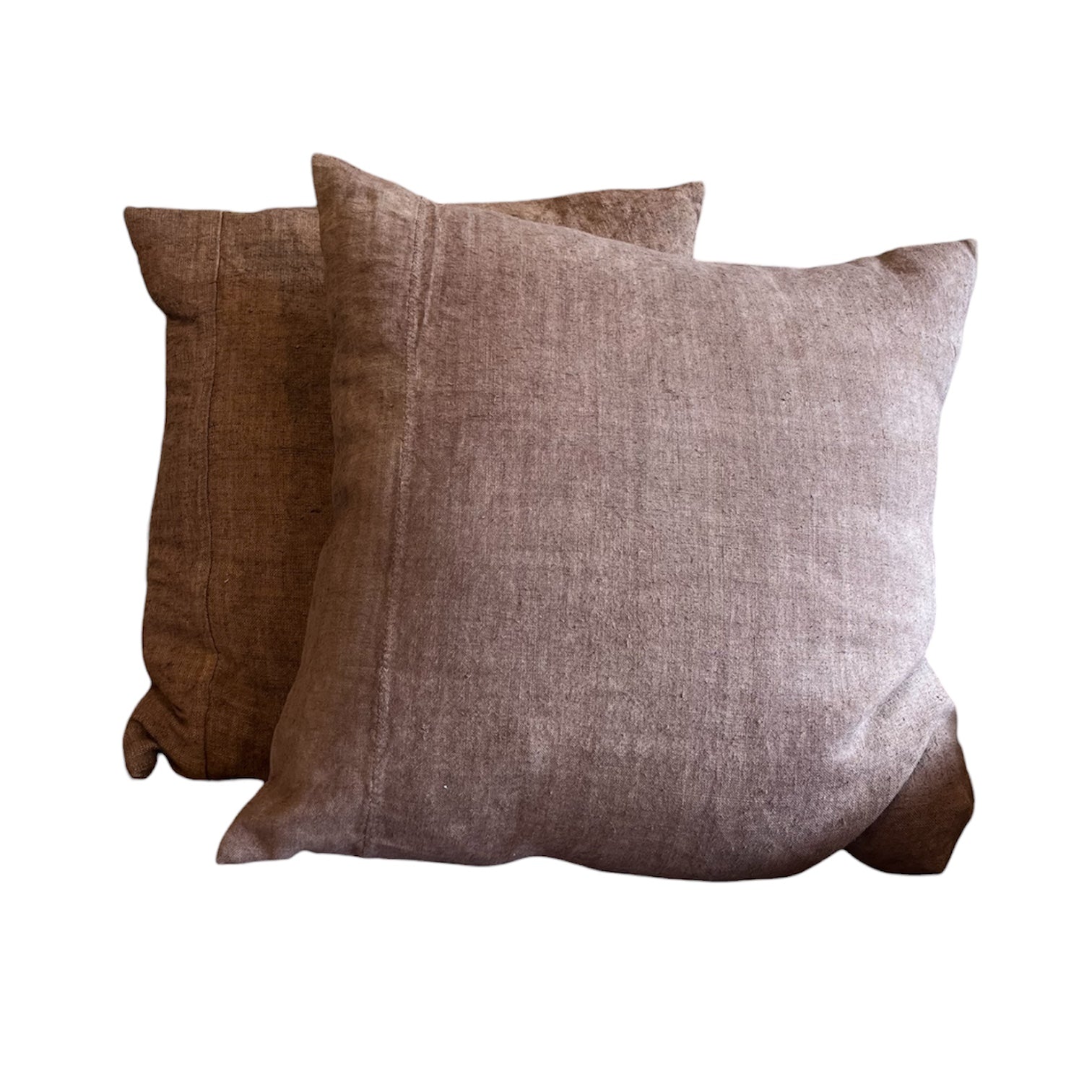 Brown Stonewashed Linen Pillow, 22 x 22