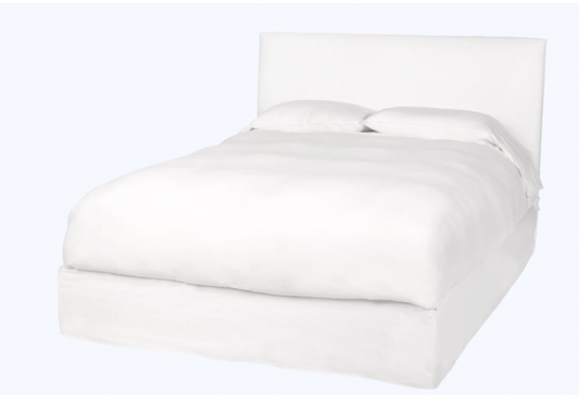 April Linen Slip Covered Queen Bed