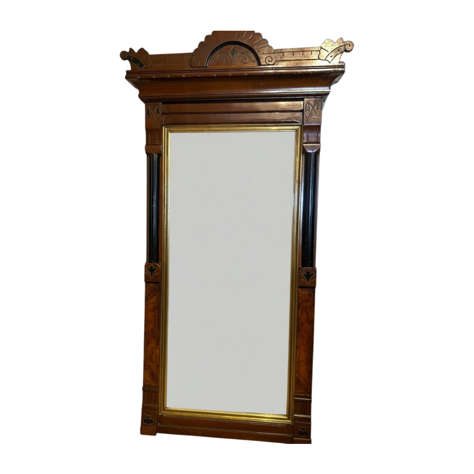 Lrg Antique Victorian Wood Mirror