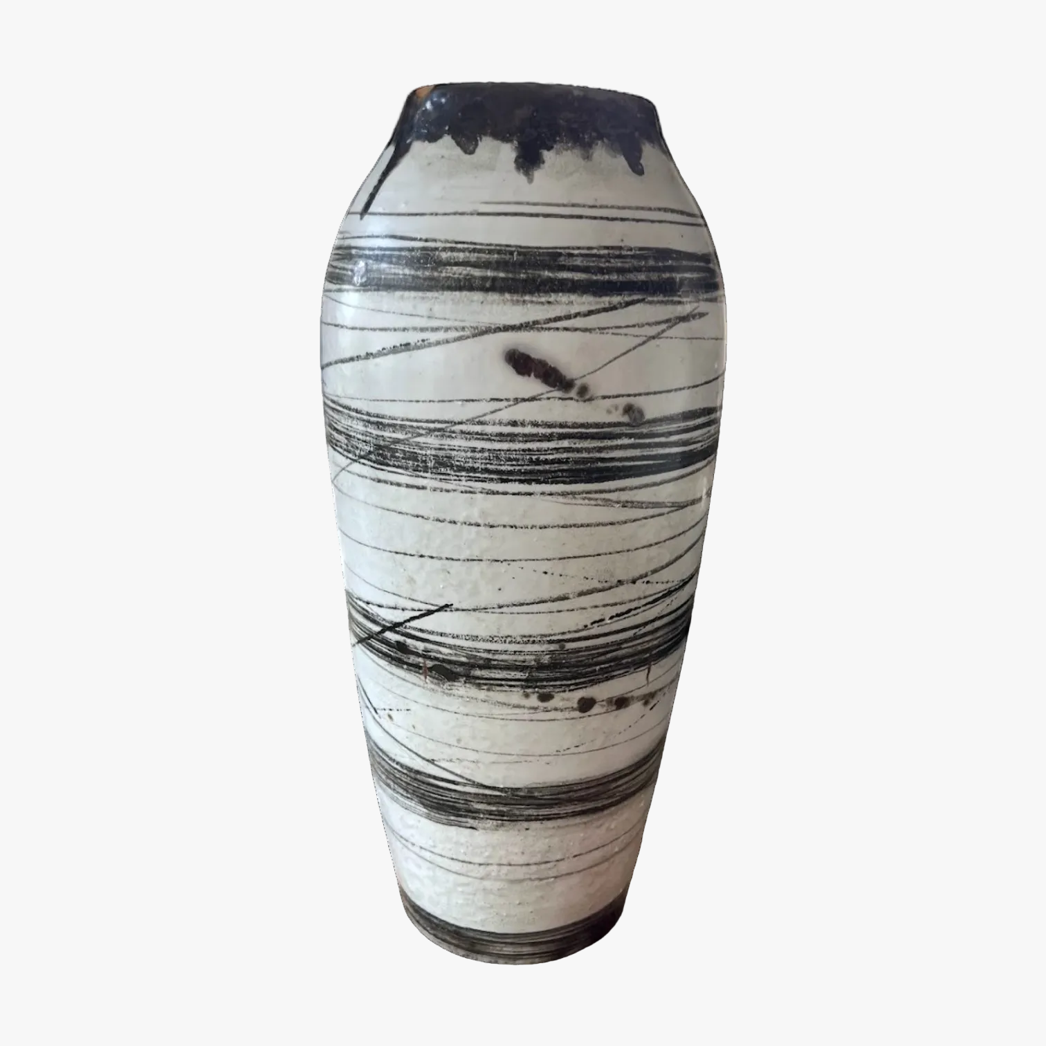 Hand-Thrown Abstract Linework Ceramic Vase