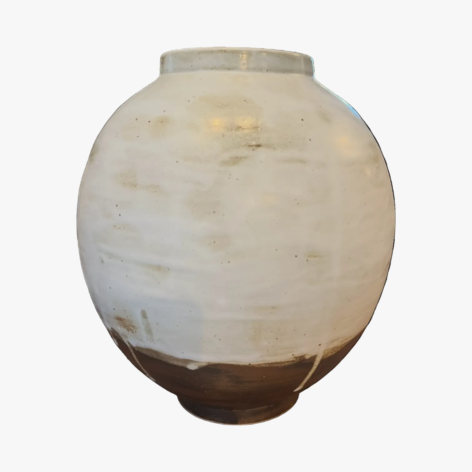 Round Stoneware Vessel with Ivory Glaze