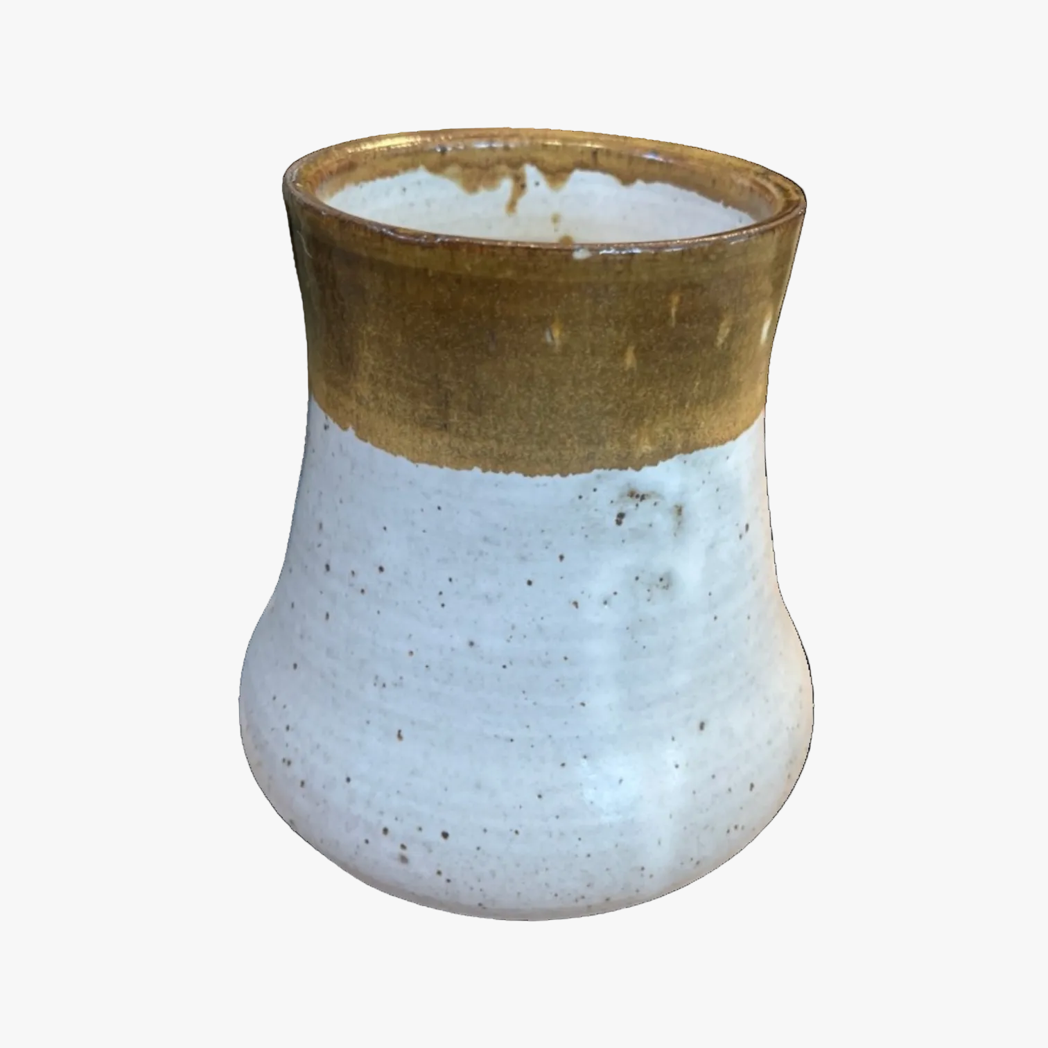 Hand-Thrown Speckled Stoneware Vessel with Ochre Glaze