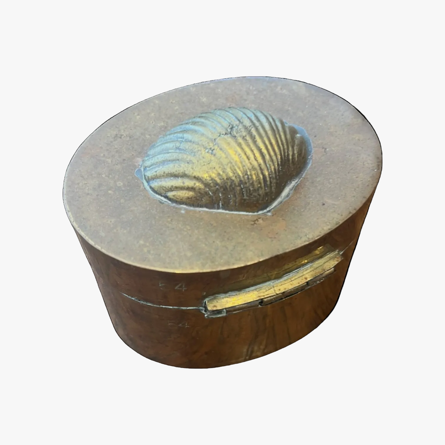 Vintage Shell Brass Trinket Box
