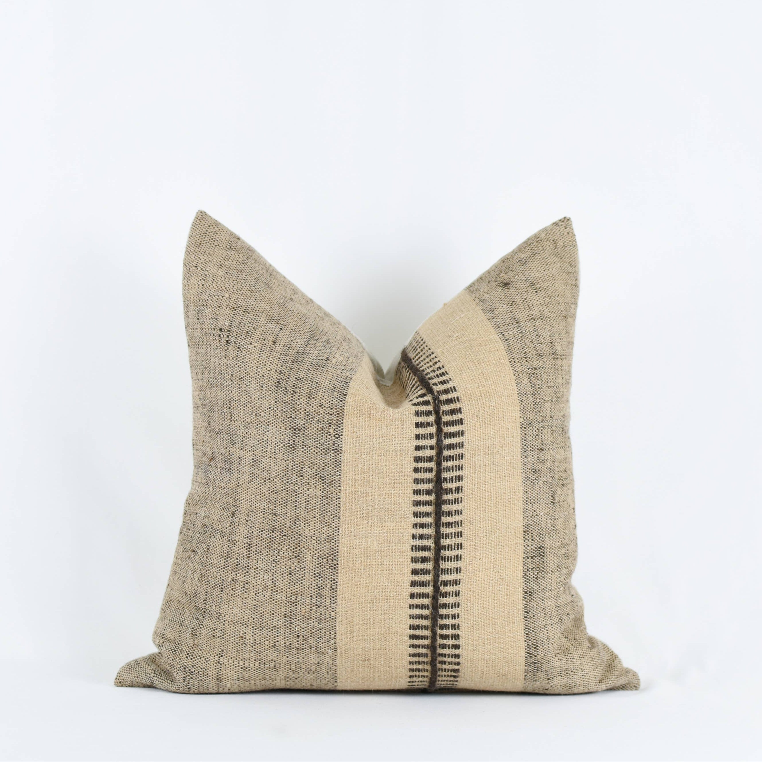 Natural Beige and Brown Wool-Blend Pillow 22x22