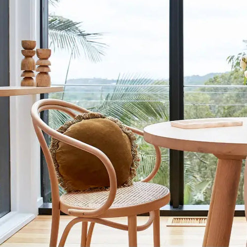 Velvet Nutmeg Round Pillow W/Fringe