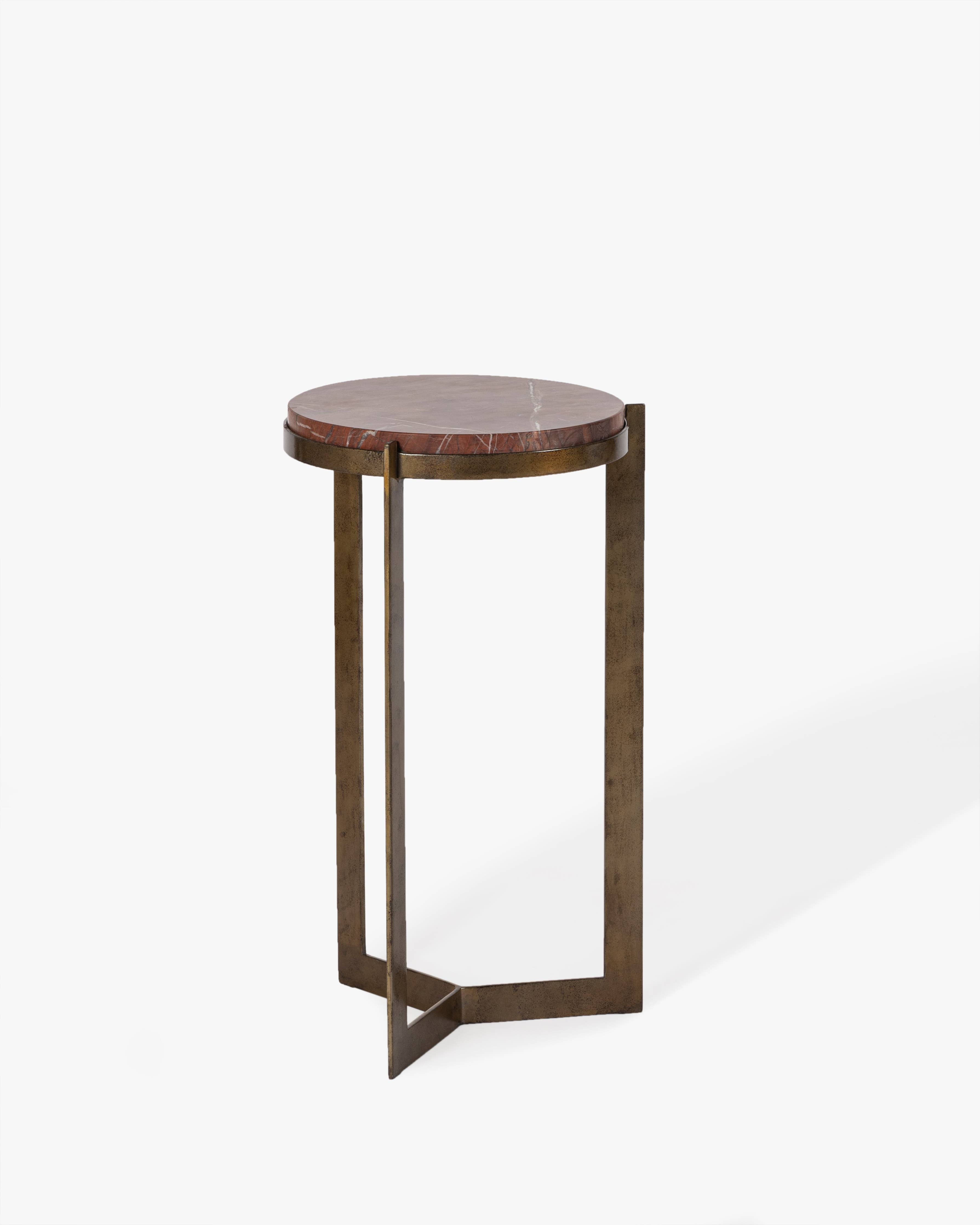 Marble and Antiqued Brass Side Table