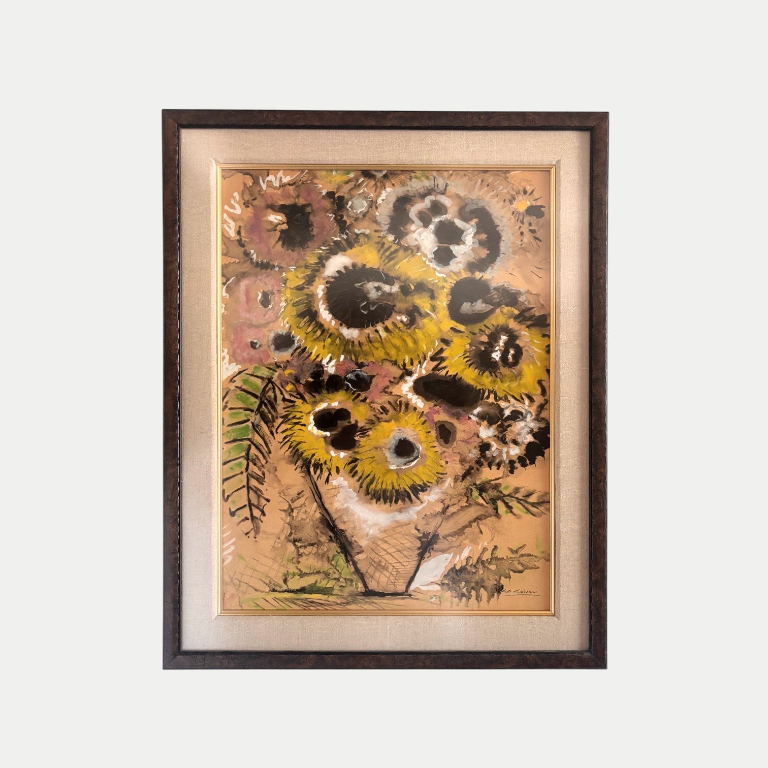 Vintage Mixed Media Floral Painting by Gio Colucci